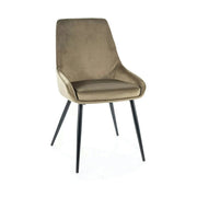 Scaun pentru living COBE, stofa catifelata verde olive/negru, 49x43x85 cm