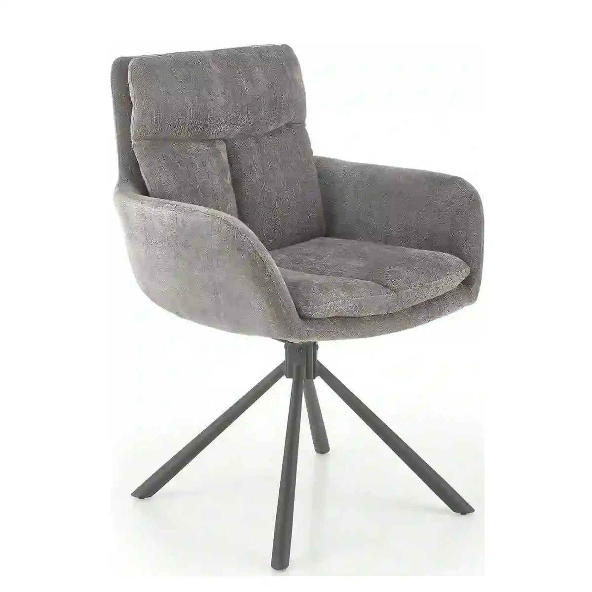 Scaun pentru living K495, gri/negru, stofa clasica/metal, rotativ, 60x65x87 cm