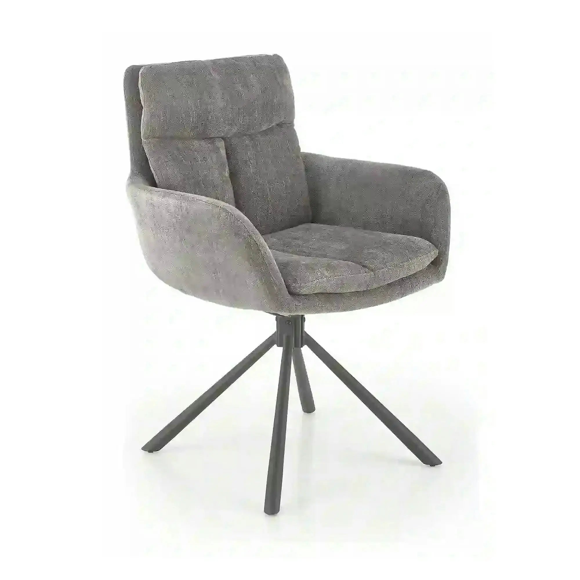 Scaun pentru living K495, gri/negru, stofa clasica/metal, rotativ, 60x65x87 cm