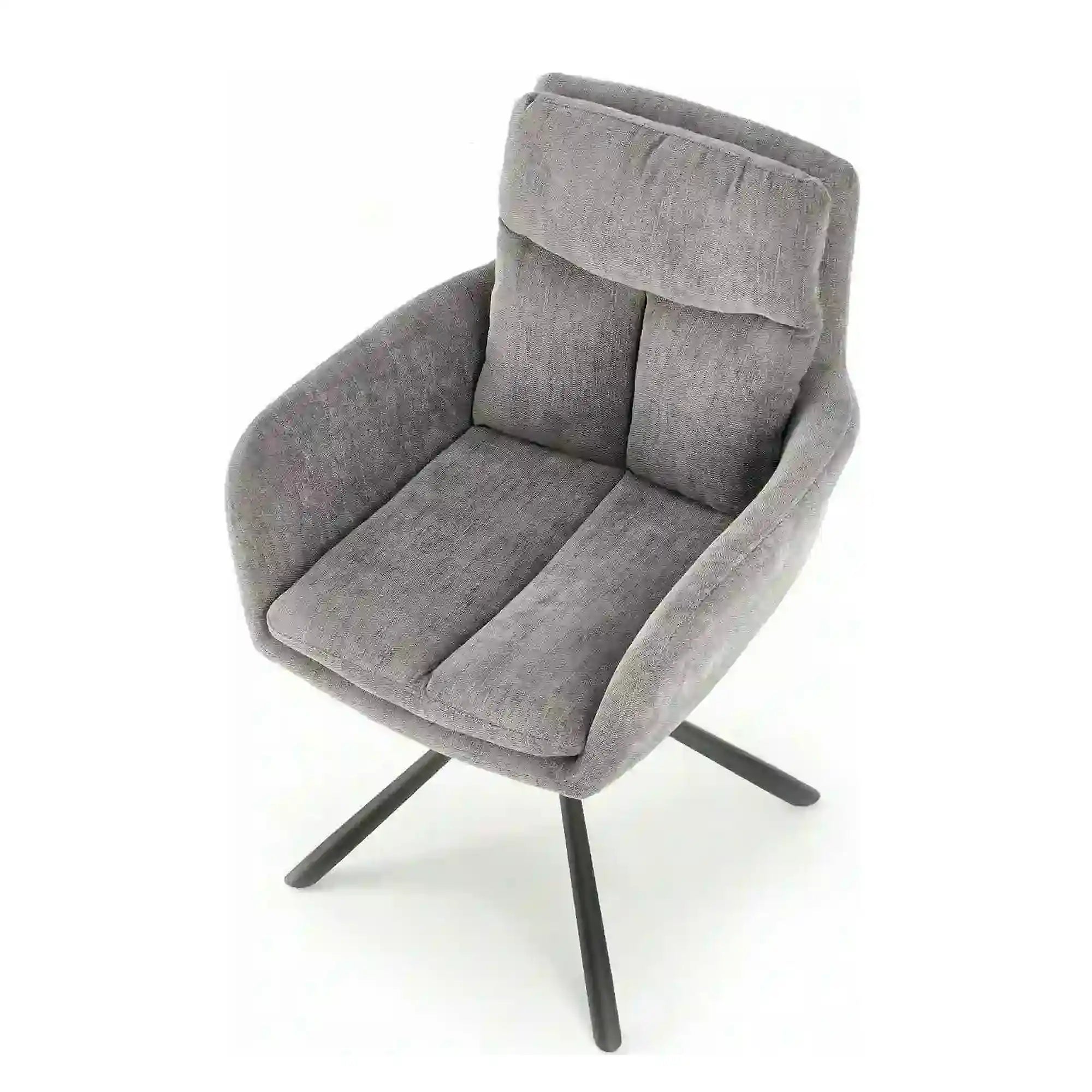 Scaun pentru living K495, gri/negru, stofa clasica/metal, rotativ, 60x65x87 cm
