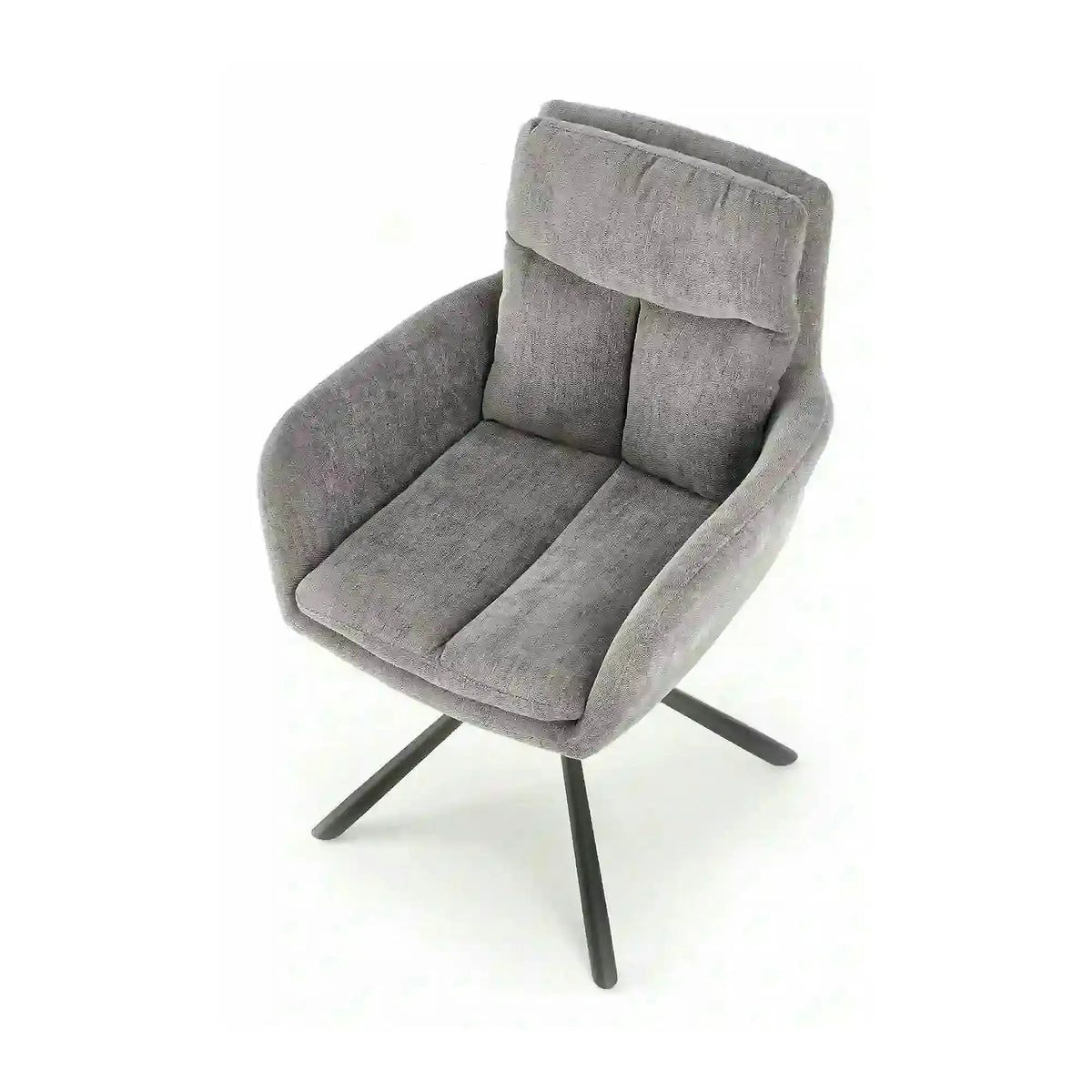 Scaun pentru living K495, gri/negru, stofa clasica/metal, rotativ, 60x65x87 cm