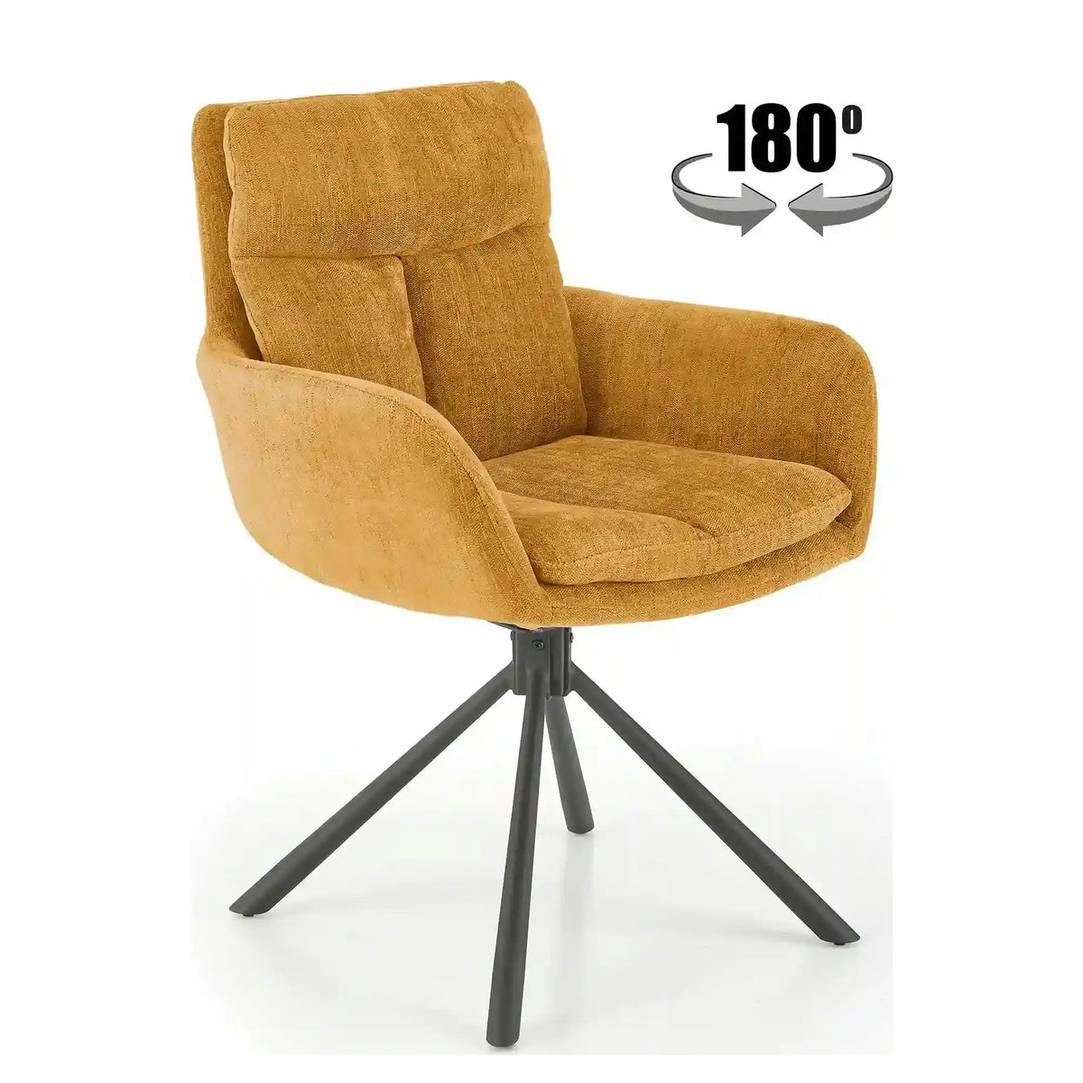 Scaun pentru living rotativ K495, galben/negru, stofa clasica/metal, 60x65x87 cm