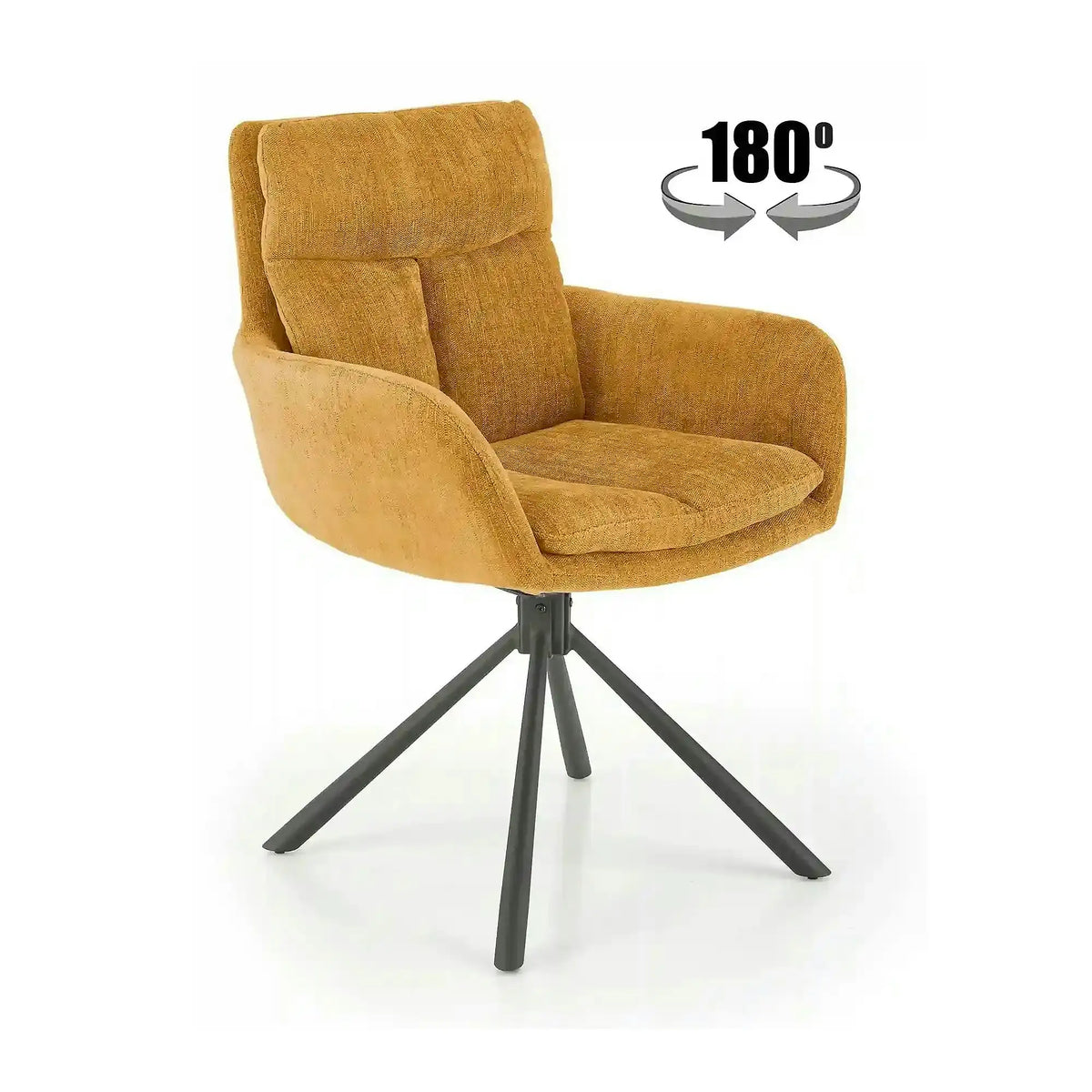 Scaun pentru living rotativ K495, galben/negru, stofa clasica/metal, 60x65x87 cm