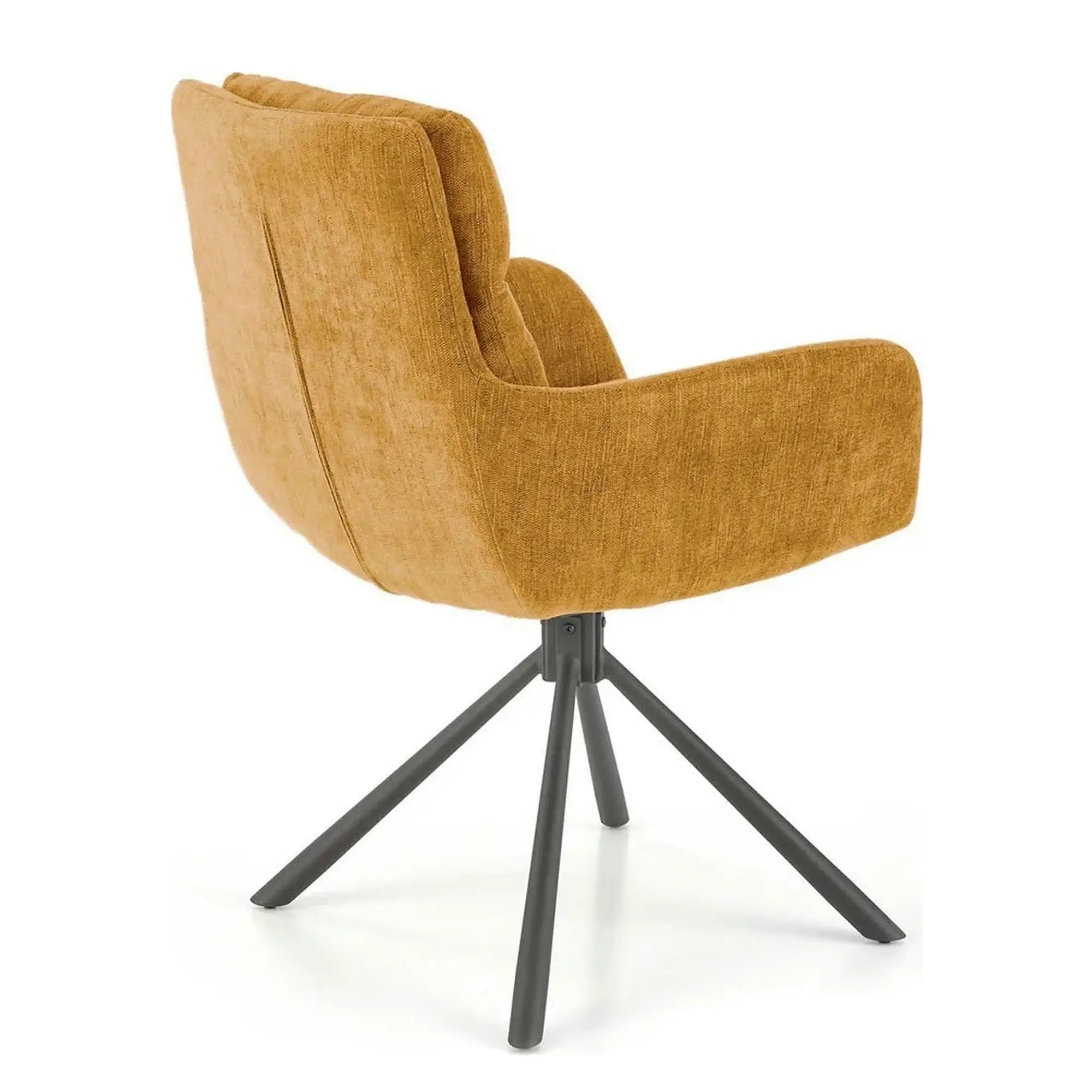 Scaun pentru living rotativ K495, galben/negru, stofa clasica/metal, 60x65x87 cm