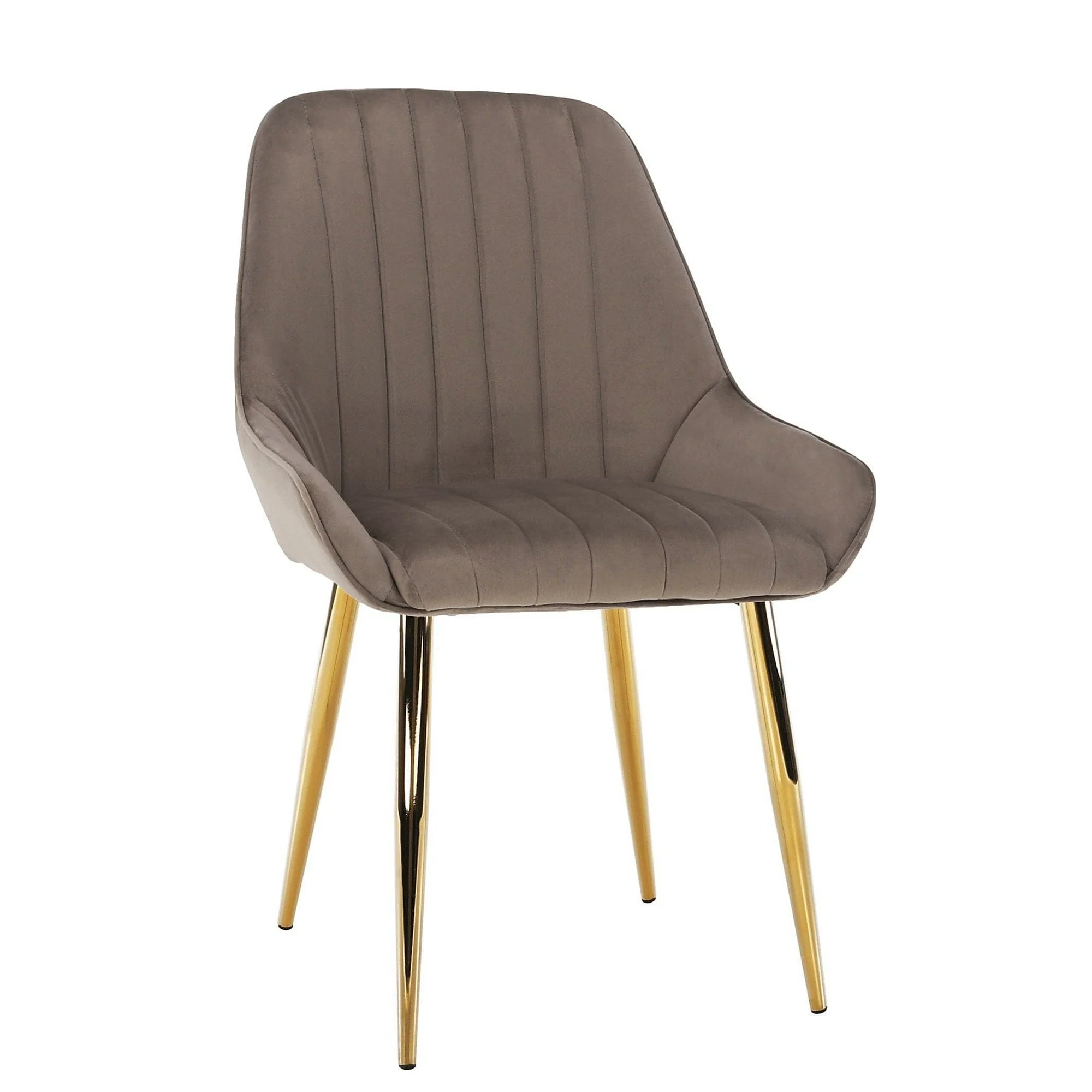 Scaun PERLIA, grej/auriu, metal/stofa catifelata, 56x62x89 cm