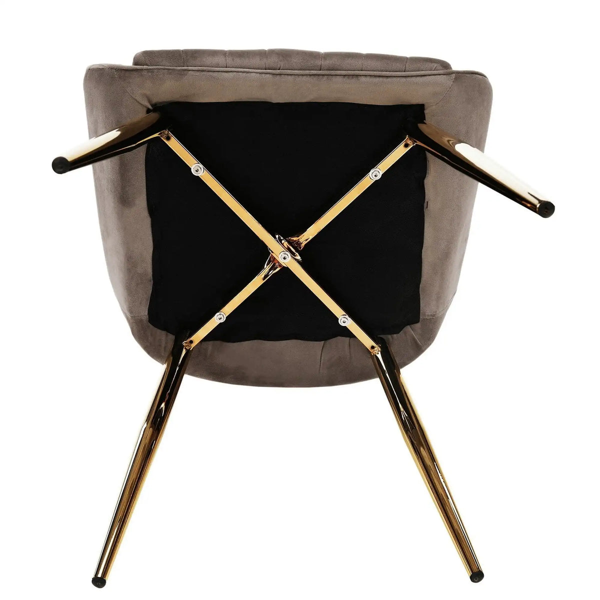 Scaun PERLIA, grej/auriu, metal/stofa catifelata, 56x62x89 cm