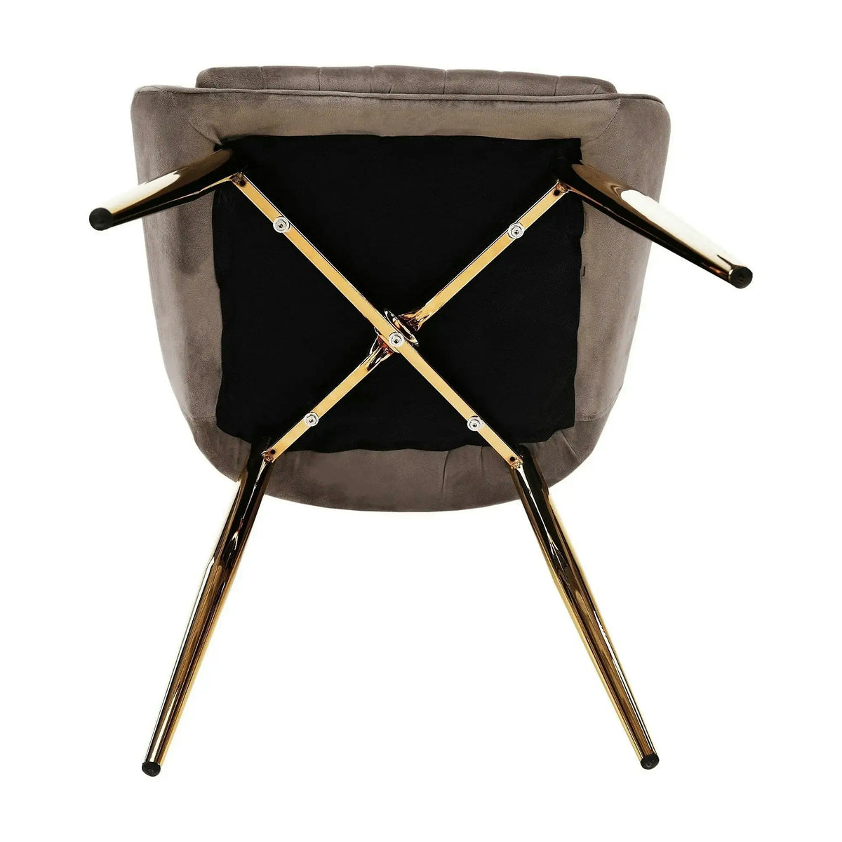 Scaun PERLIA, grej/auriu, metal/stofa catifelata, 56x62x89 cm
