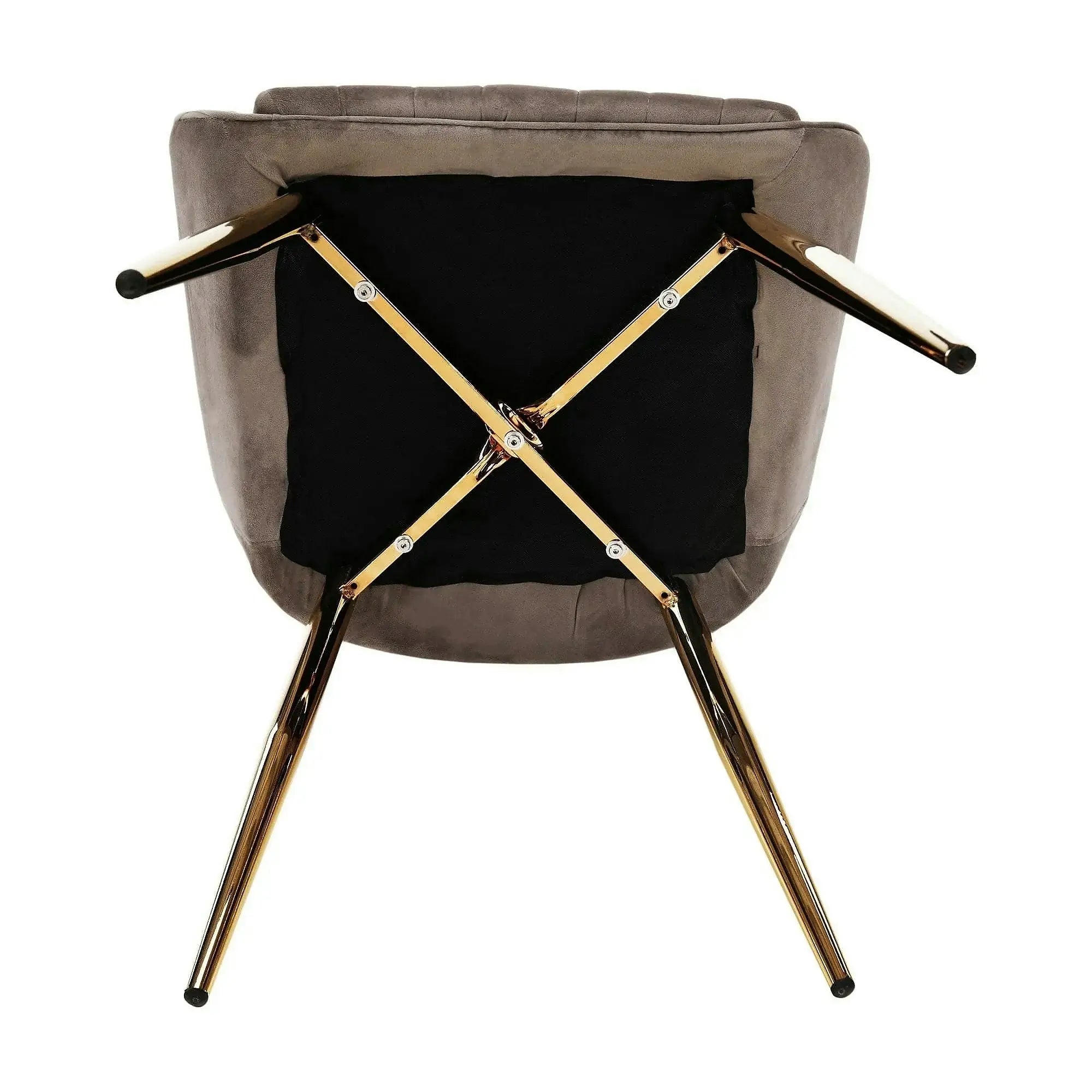 Scaun PERLIA, grej/auriu, metal/stofa catifelata, 56x62x89 cm