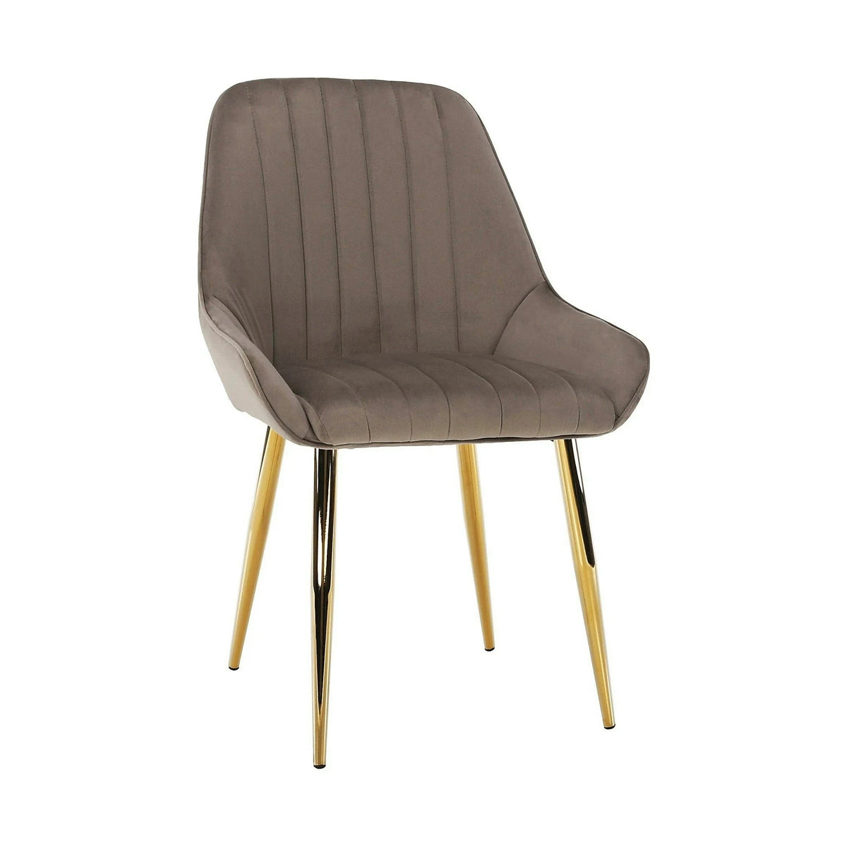 Scaun PERLIA, grej/auriu, metal/stofa catifelata, 56x62x89 cm