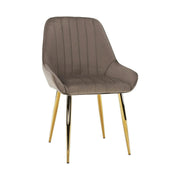 Scaun PERLIA, grej/auriu, metal/stofa catifelata, 56x62x89 cm