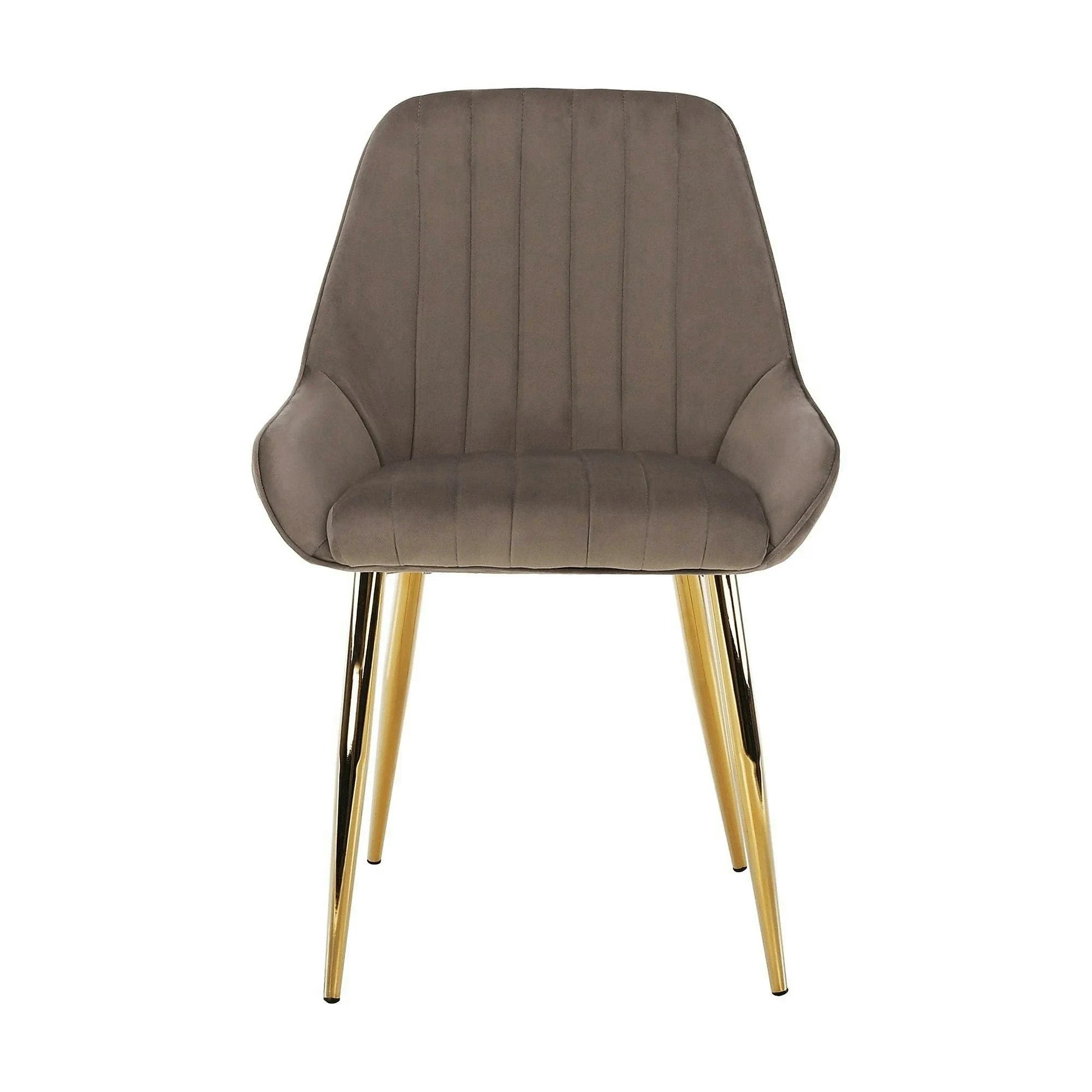 Scaun PERLIA, grej/auriu, metal/stofa catifelata, 56x62x89 cm