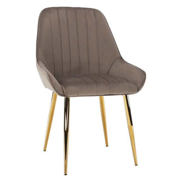 Scaun PERLIA, grej/auriu, metal/stofa catifelata, 56x62x89 cm