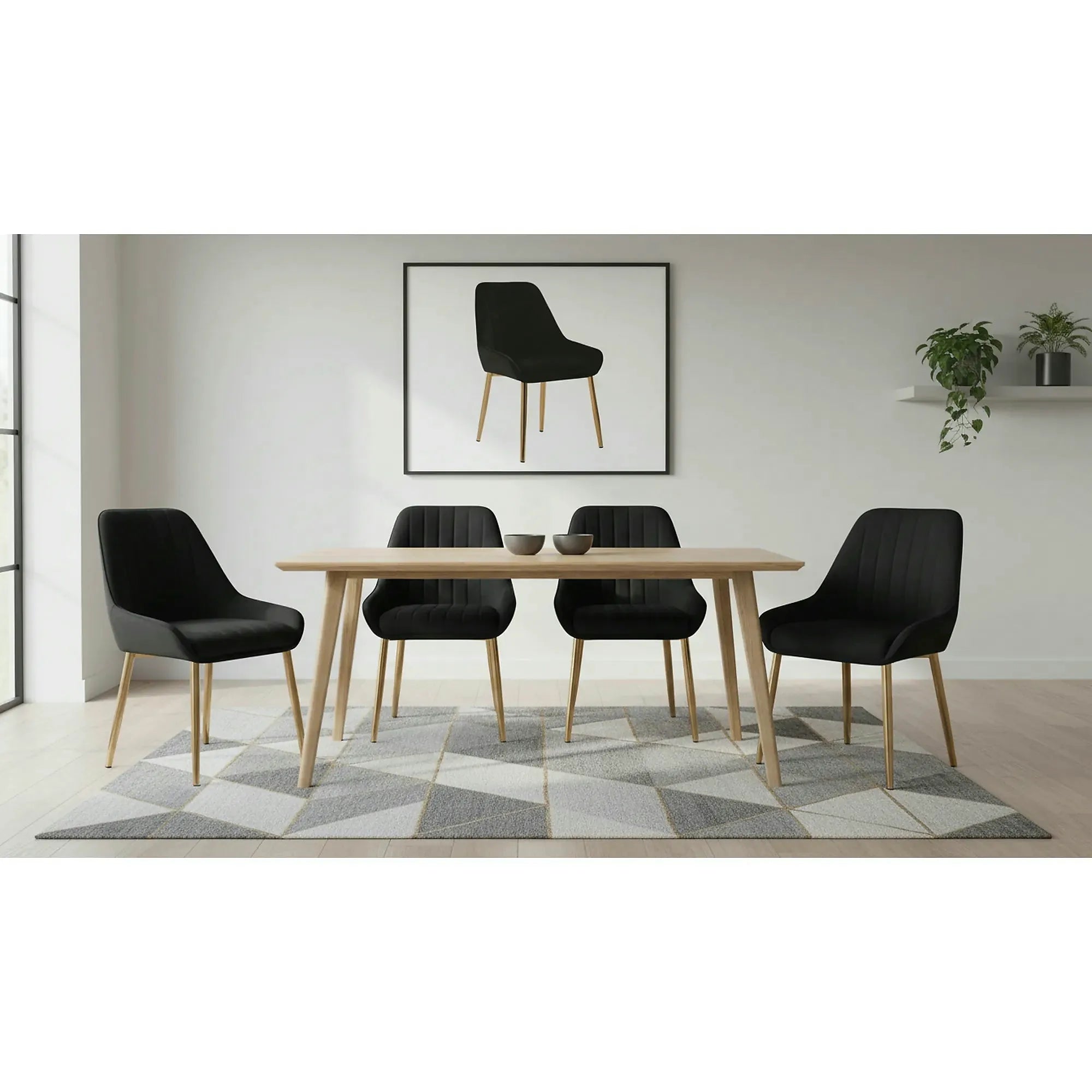 Scaun PERLIA, negru/auriu, stofa catifelata/metal, 56x62x89 cm