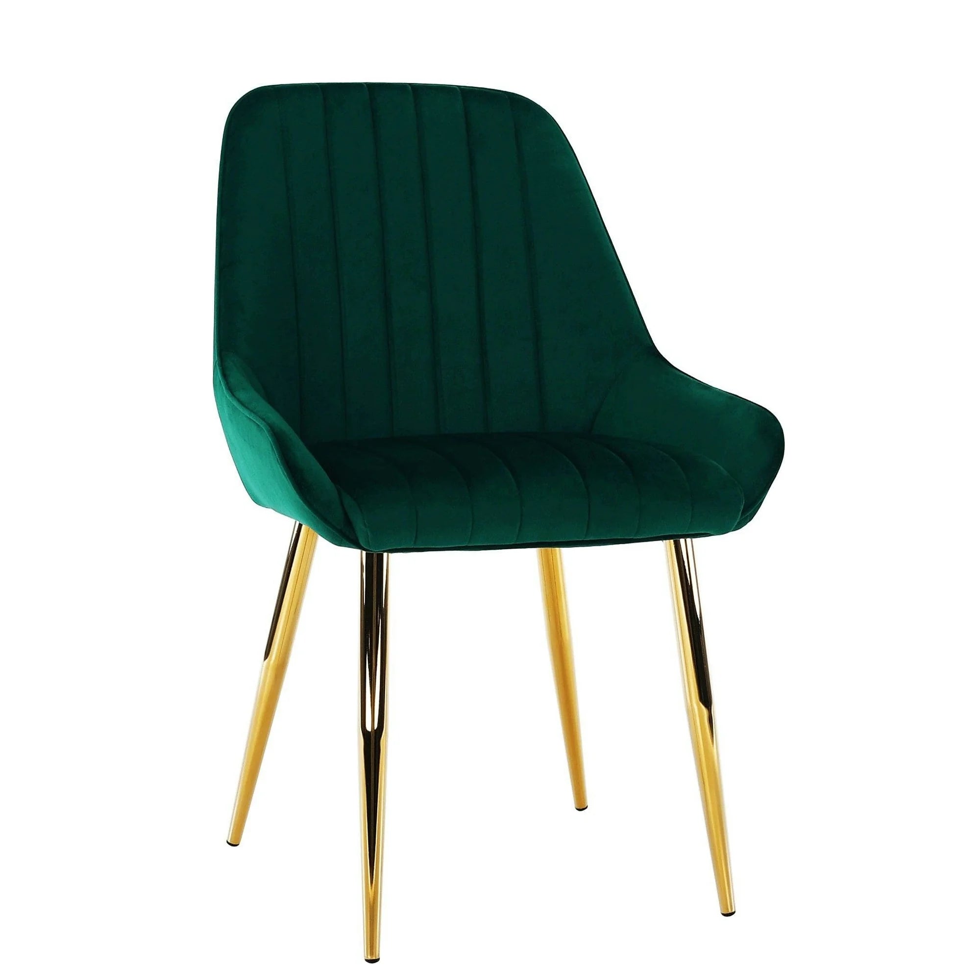 Scaun PERLIA, verde smarald, stofa catifelata/crom auriu, 56x62x89 cm