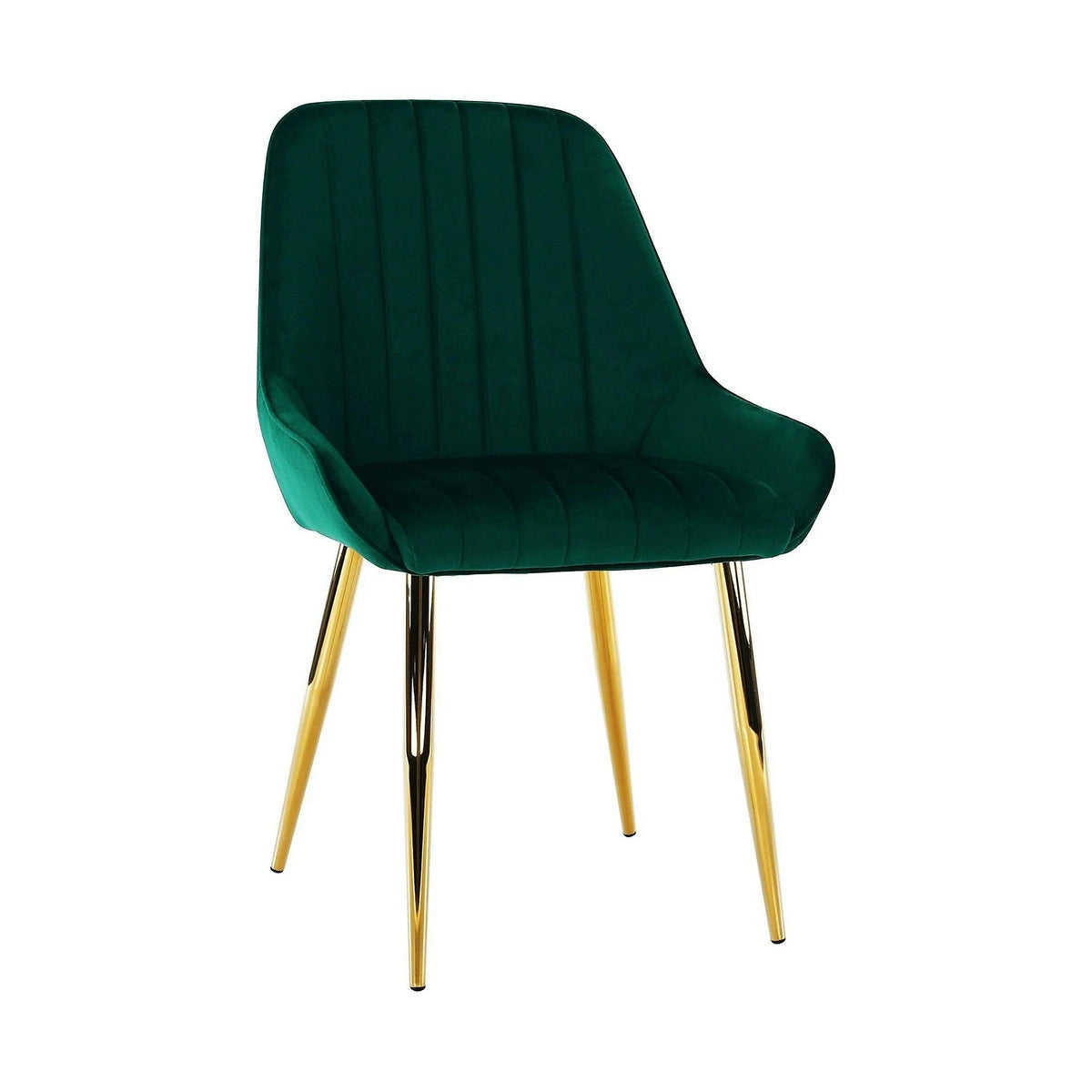 Scaun PERLIA, verde smarald, stofa catifelata/crom auriu, 56x62x89 cm