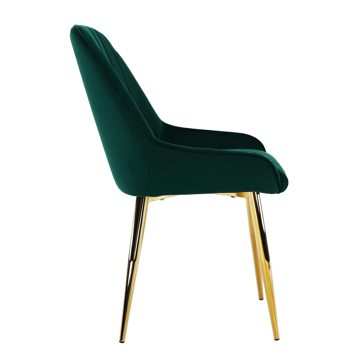 Scaun PERLIA, verde smarald, stofa catifelata/crom auriu, 56x62x89 cm