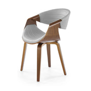 Scaun picioare lemn K544, gri/nuc, piele ecologica/placaj, 55x55x77 cm