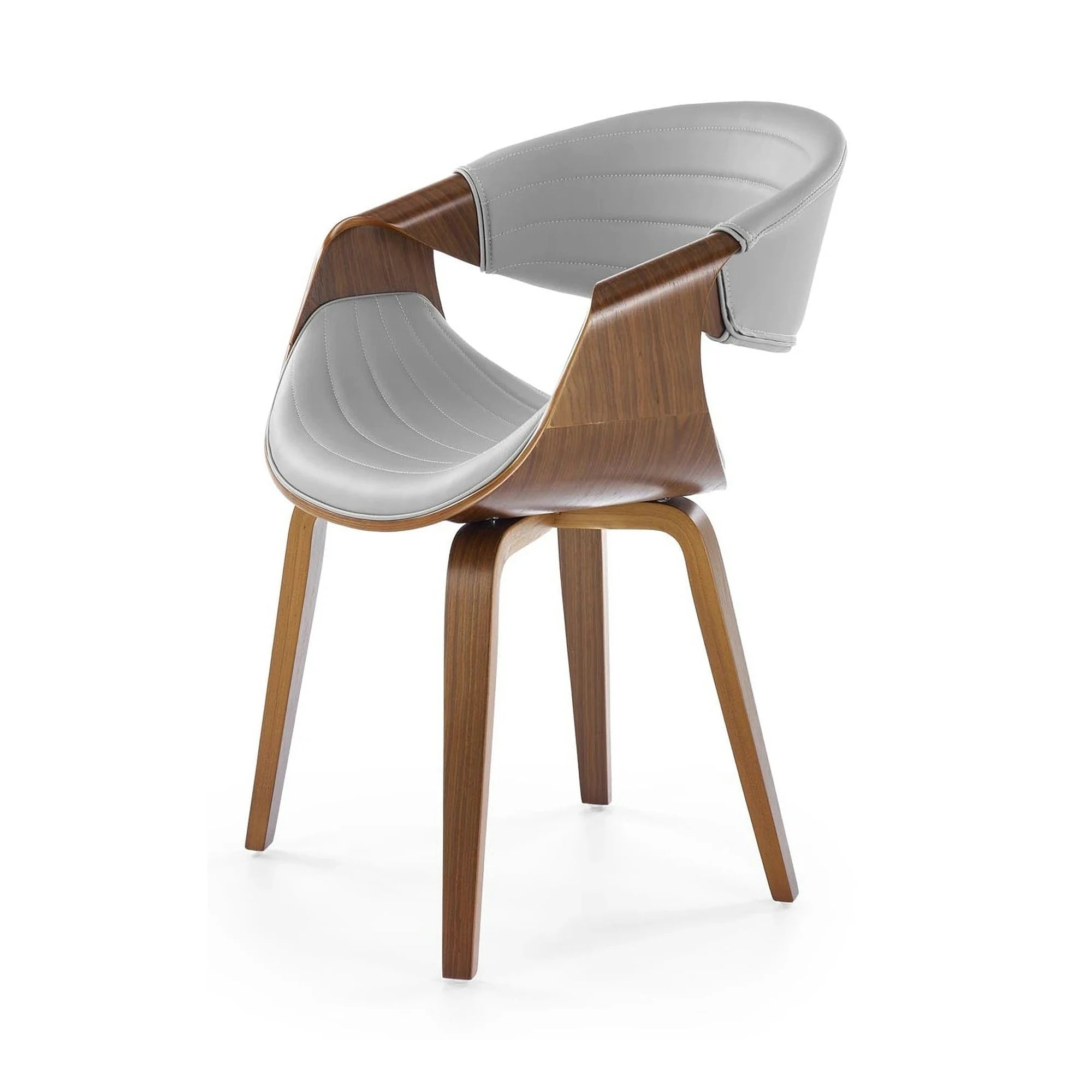Scaun picioare lemn K544, gri/nuc, piele ecologica/placaj, 55x55x77 cm