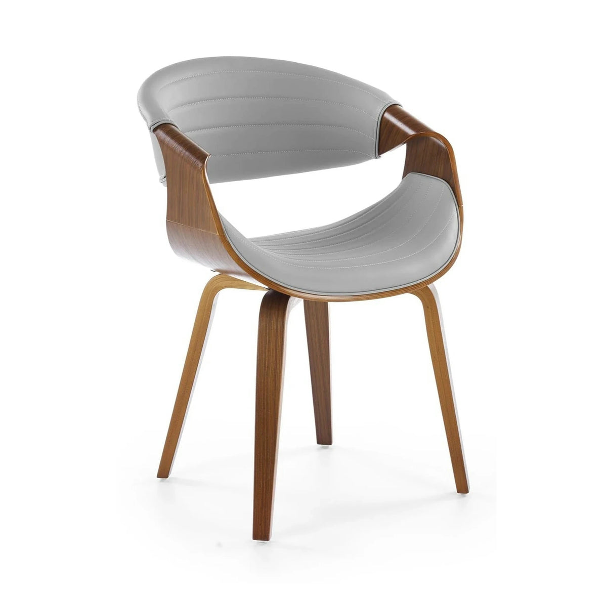 Scaun picioare lemn K544, gri/nuc, piele ecologica/placaj, 55x55x77 cm