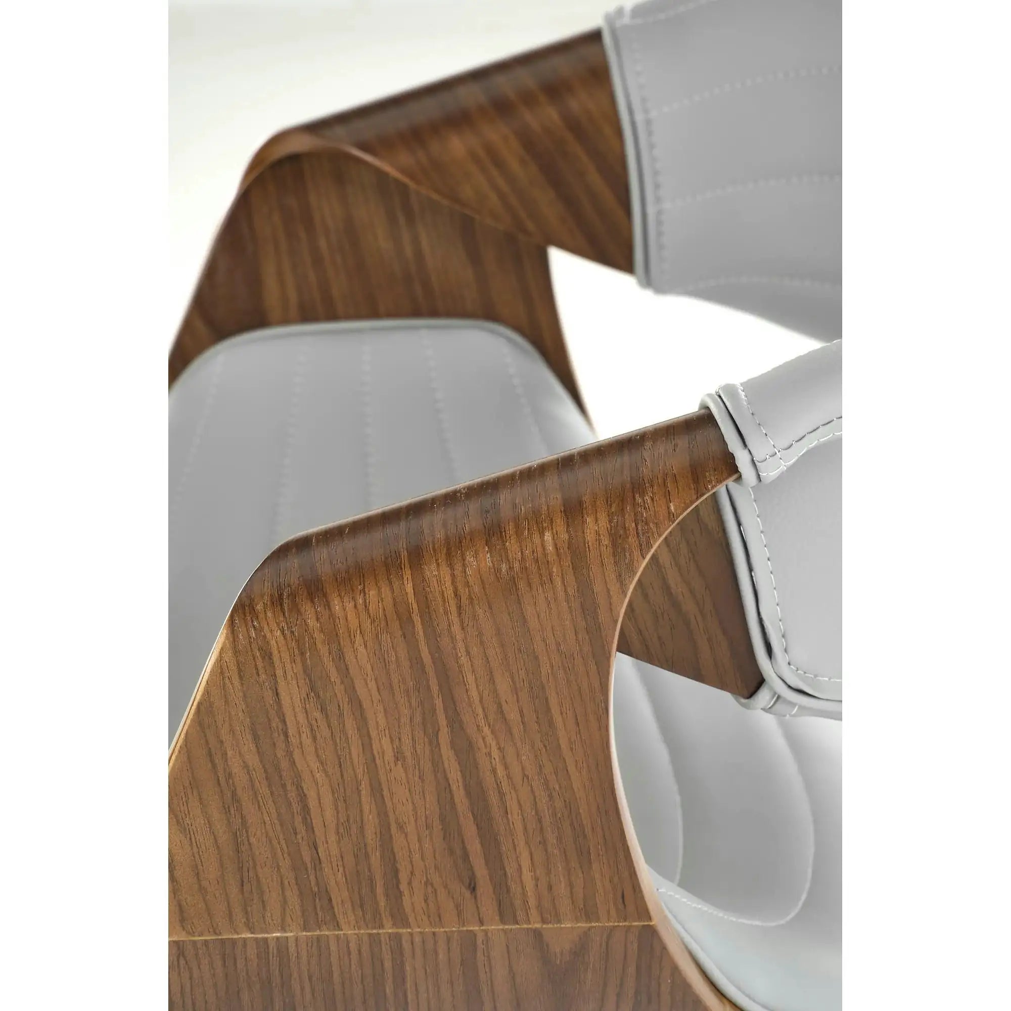 Scaun picioare lemn K544, gri/nuc, piele ecologica/placaj, 55x55x77 cm