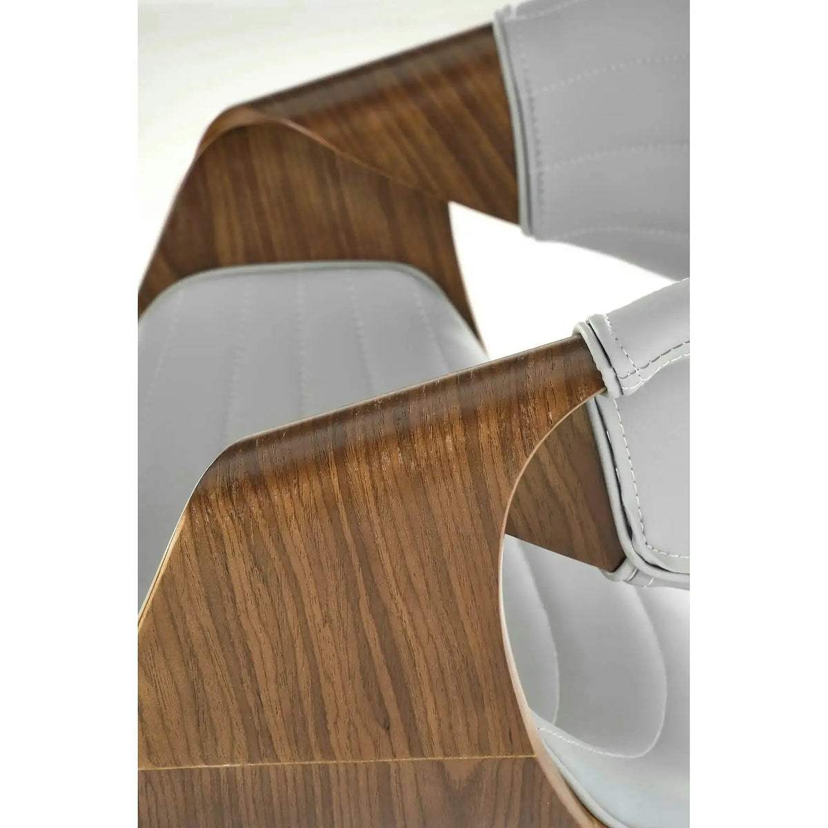 Scaun picioare lemn K544, gri/nuc, piele ecologica/placaj, 55x55x77 cm