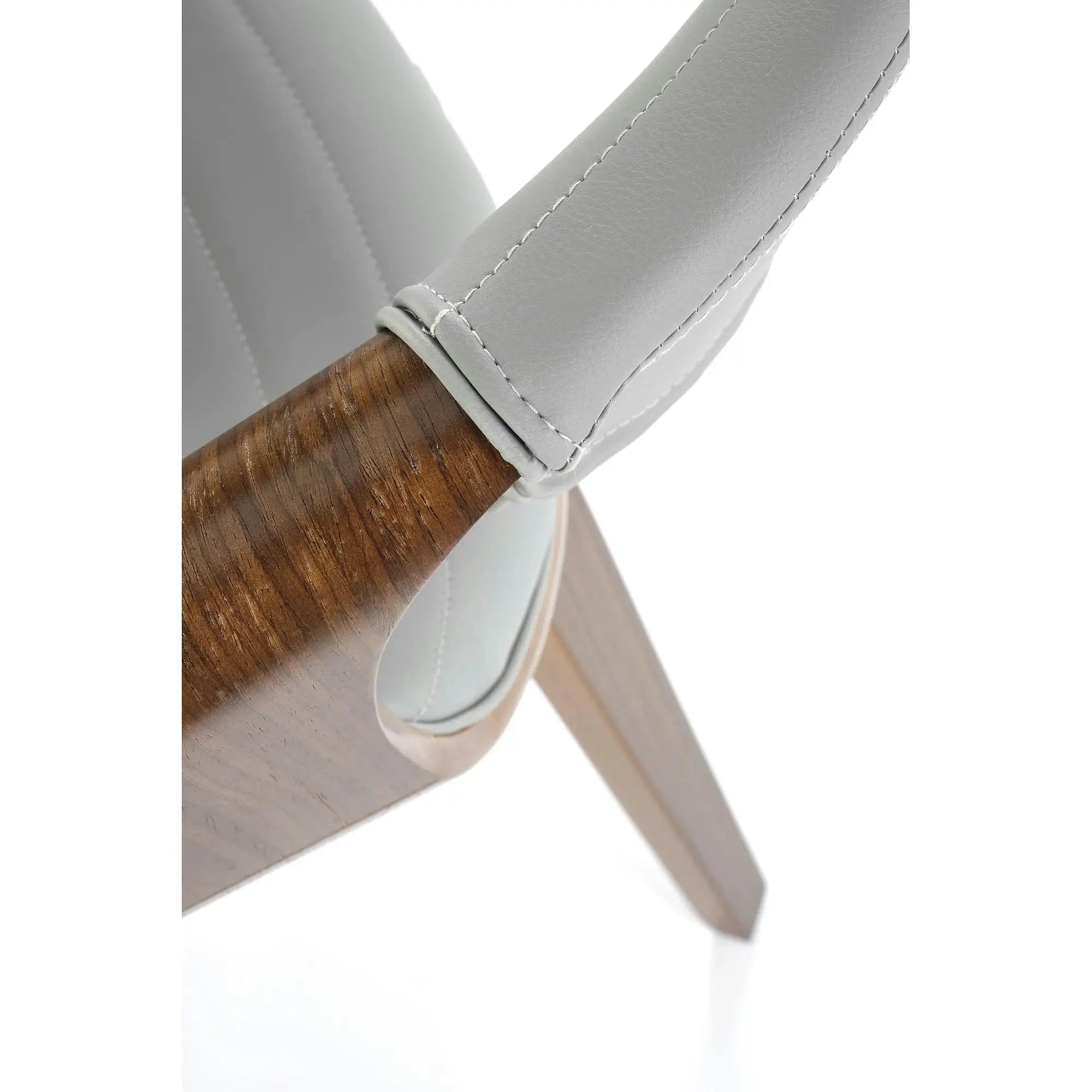 Scaun picioare lemn K544, gri/nuc, piele ecologica/placaj, 55x55x77 cm