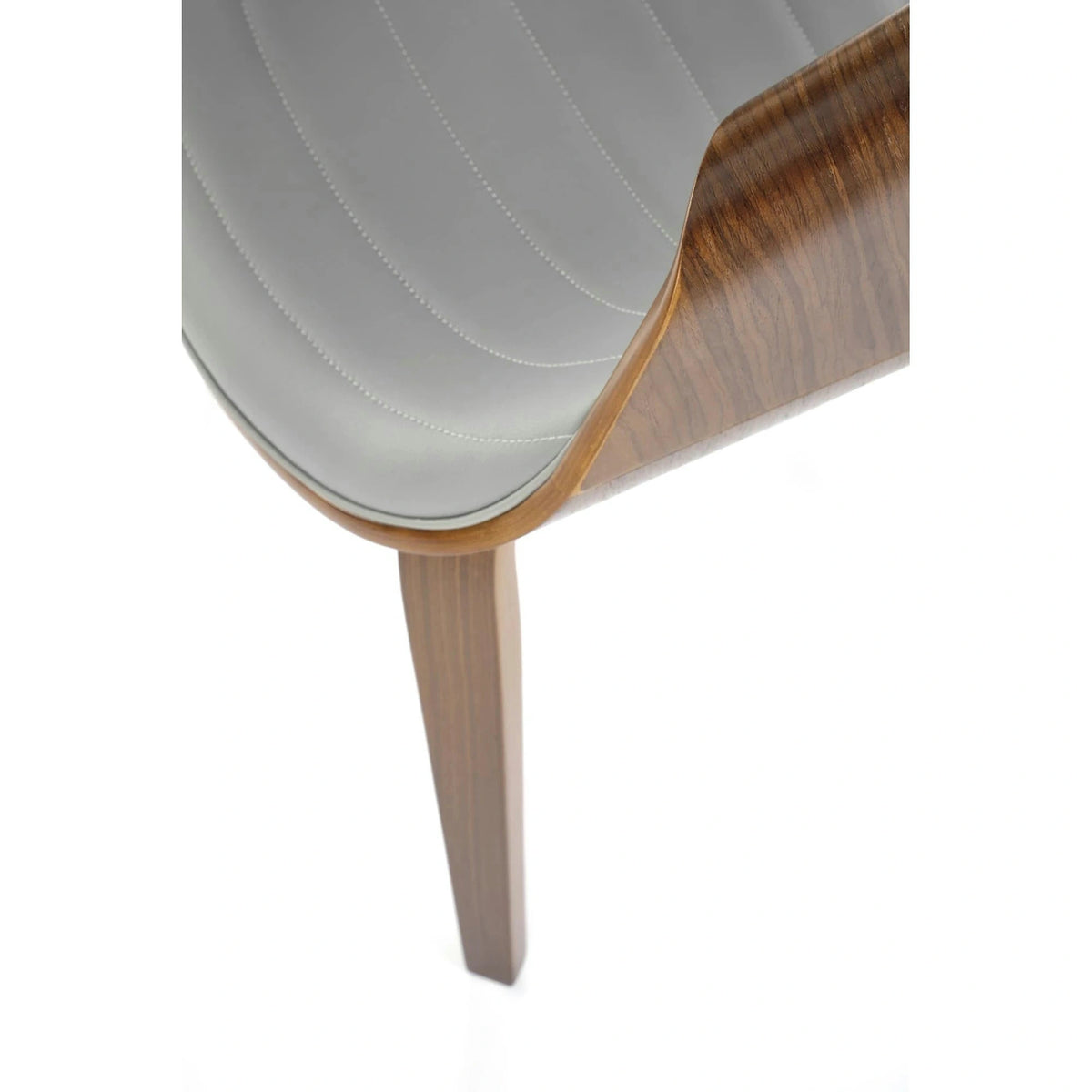 Scaun picioare lemn K544, gri/nuc, piele ecologica/placaj, 55x55x77 cm
