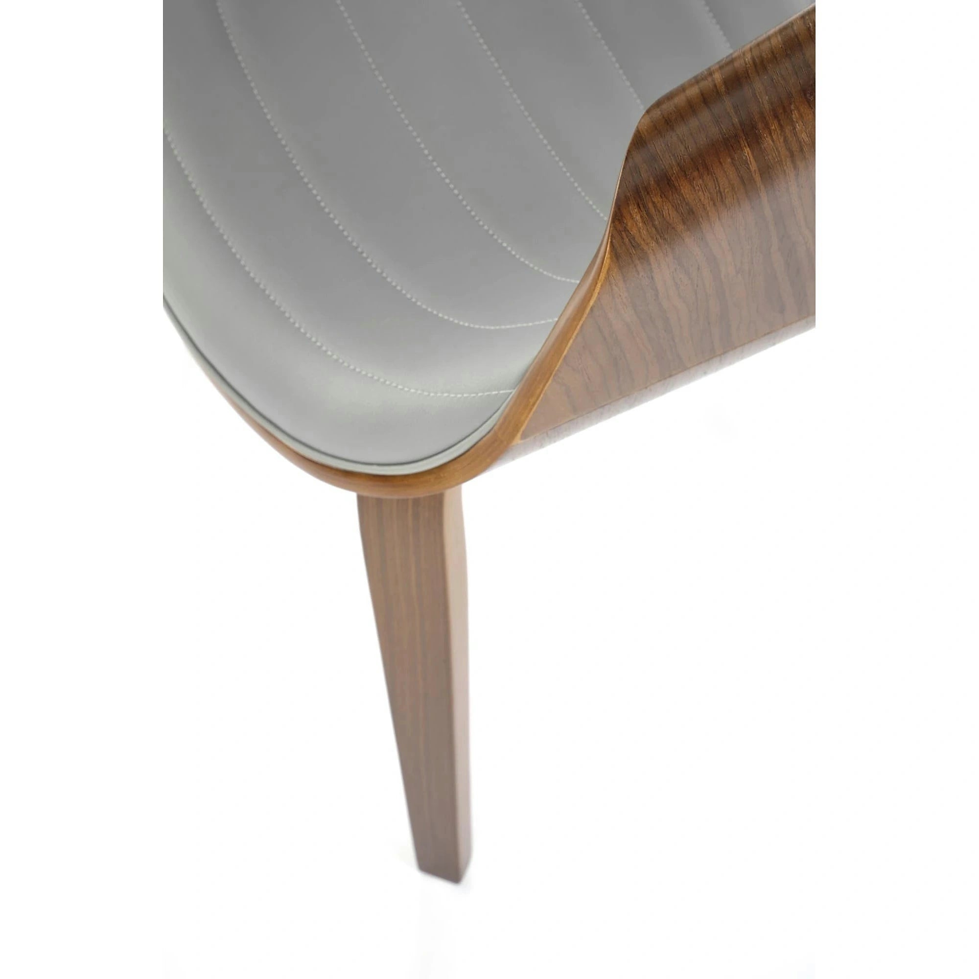 Scaun picioare lemn K544, gri/nuc, piele ecologica/placaj, 55x55x77 cm