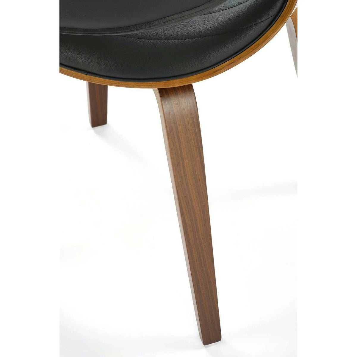 Scaun picioare lemn K544, negru/nuc, piele ecologica/placaj, 55x55x77 cm