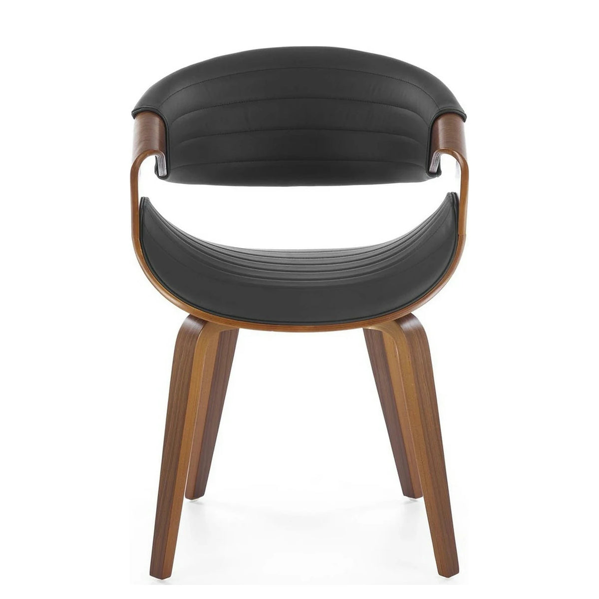 Scaun picioare lemn K544, negru/nuc, piele ecologica/placaj, 55x55x77 cm