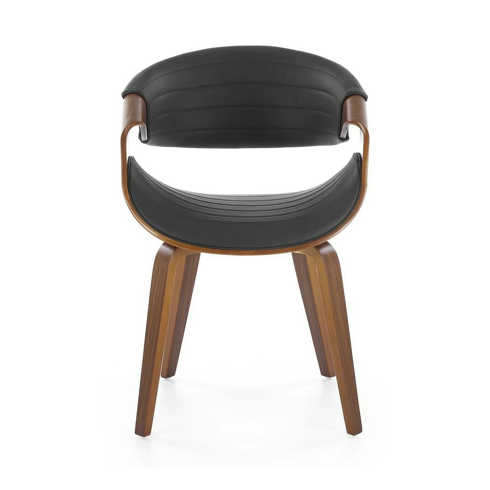 Scaun picioare lemn K544, negru/nuc, piele ecologica/placaj, 55x55x77 cm