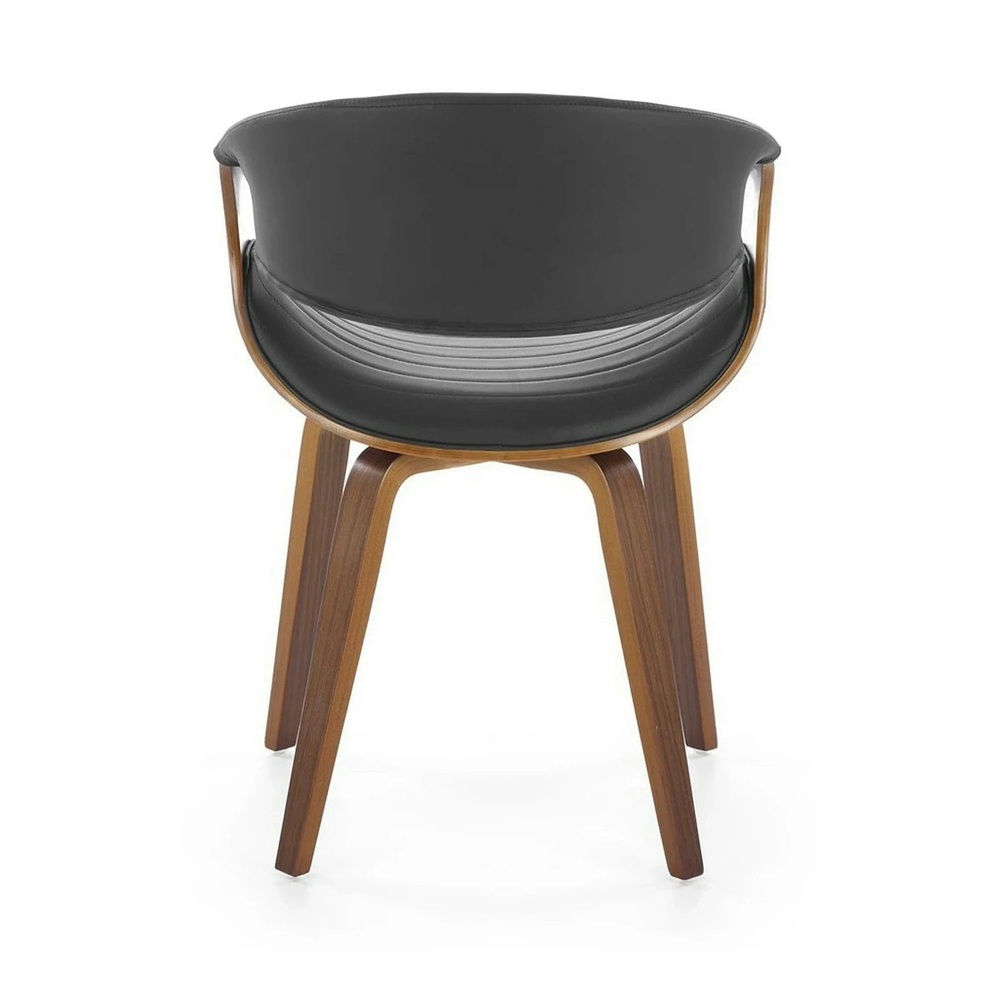 Scaun picioare lemn K544, negru/nuc, piele ecologica/placaj, 55x55x77 cm