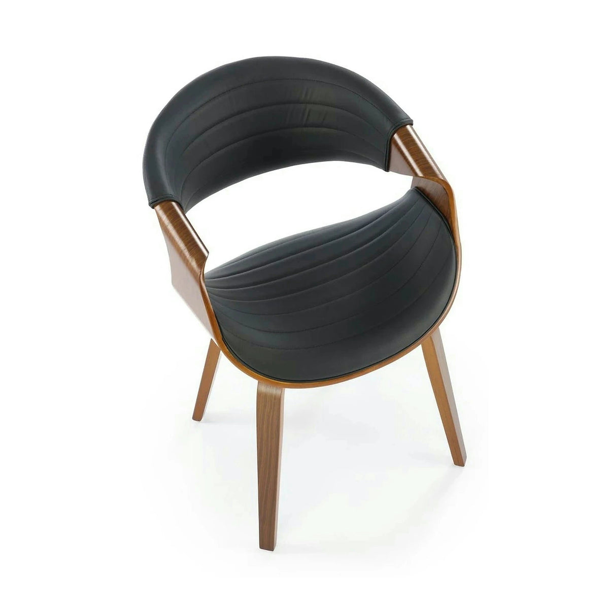 Scaun picioare lemn K544, negru/nuc, piele ecologica/placaj, 55x55x77 cm