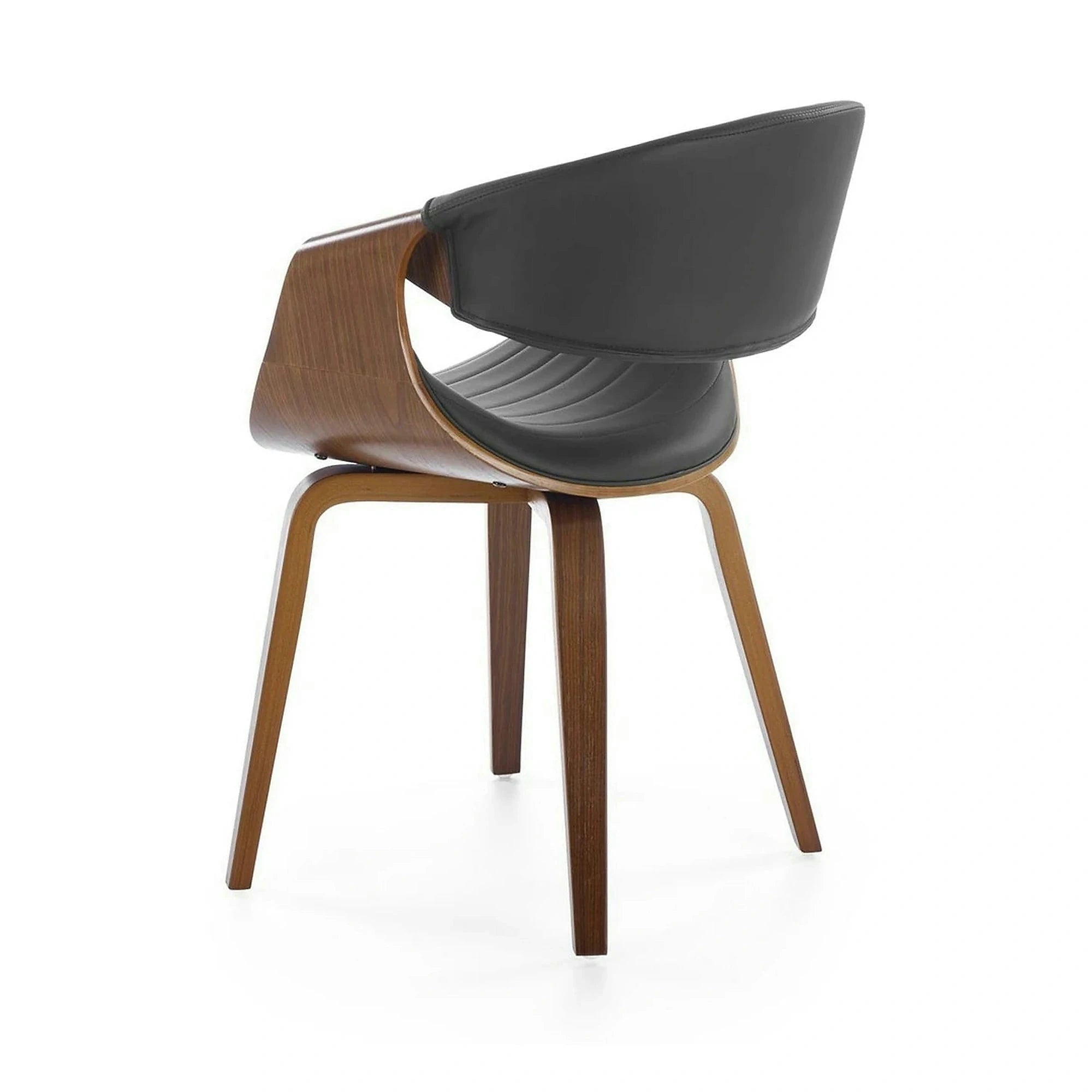 Scaun picioare lemn K544, negru/nuc, piele ecologica/placaj, 55x55x77 cm