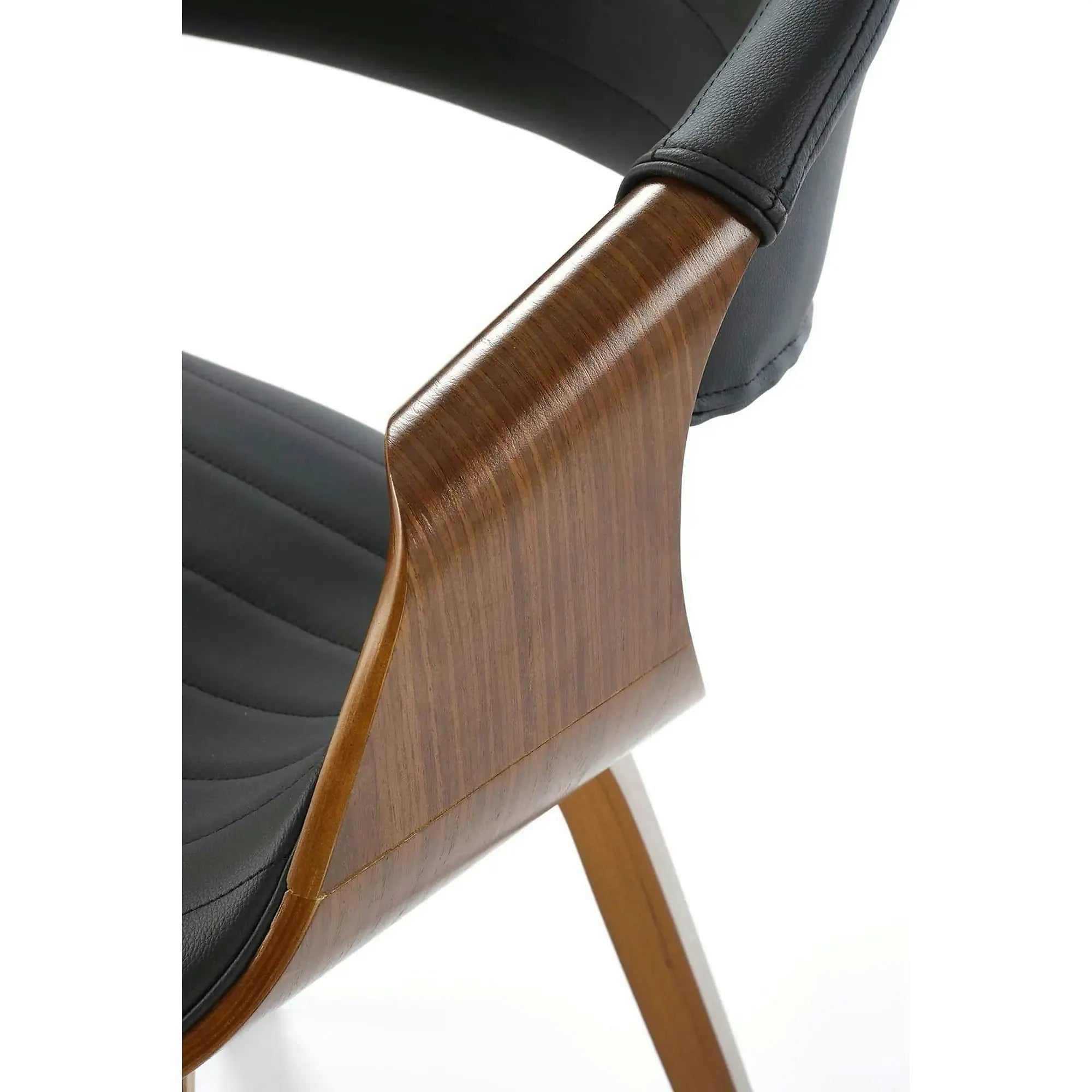 Scaun picioare lemn K544, negru/nuc, piele ecologica/placaj, 55x55x77 cm