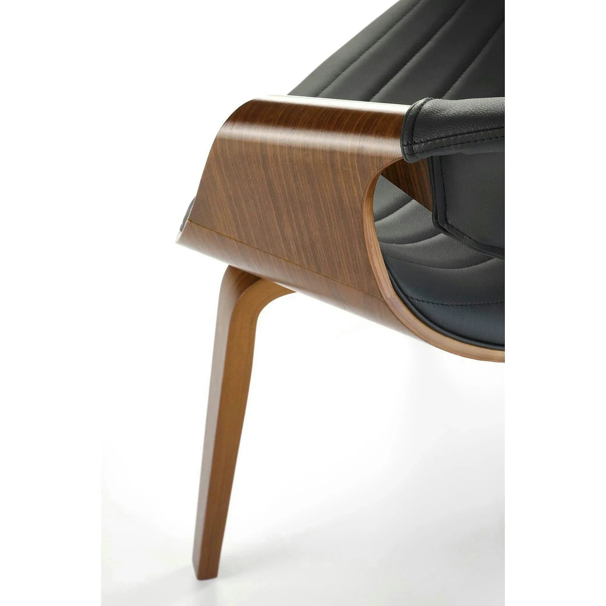 Scaun picioare lemn K544, negru/nuc, piele ecologica/placaj, 55x55x77 cm