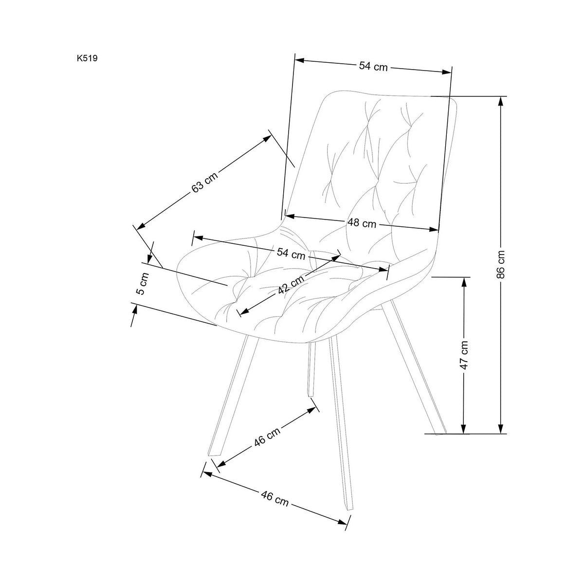 Scaun pivotant K519, gri, stofa catifelata/metal, 54x63x86 cm