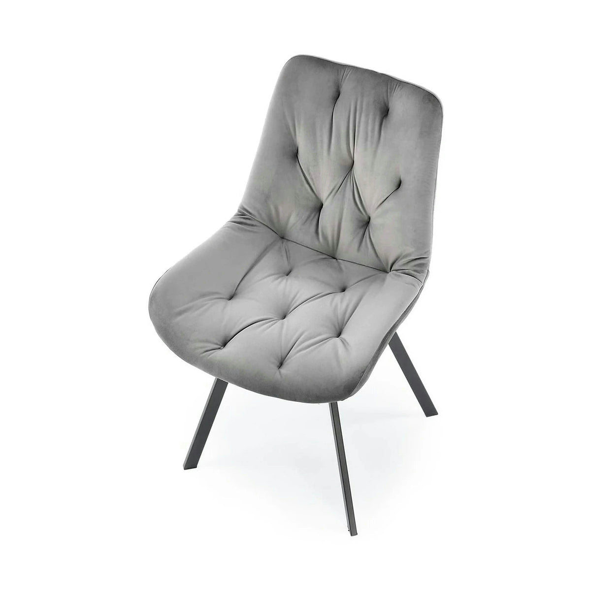 Scaun pivotant K519, gri, stofa catifelata/metal, 54x63x86 cm