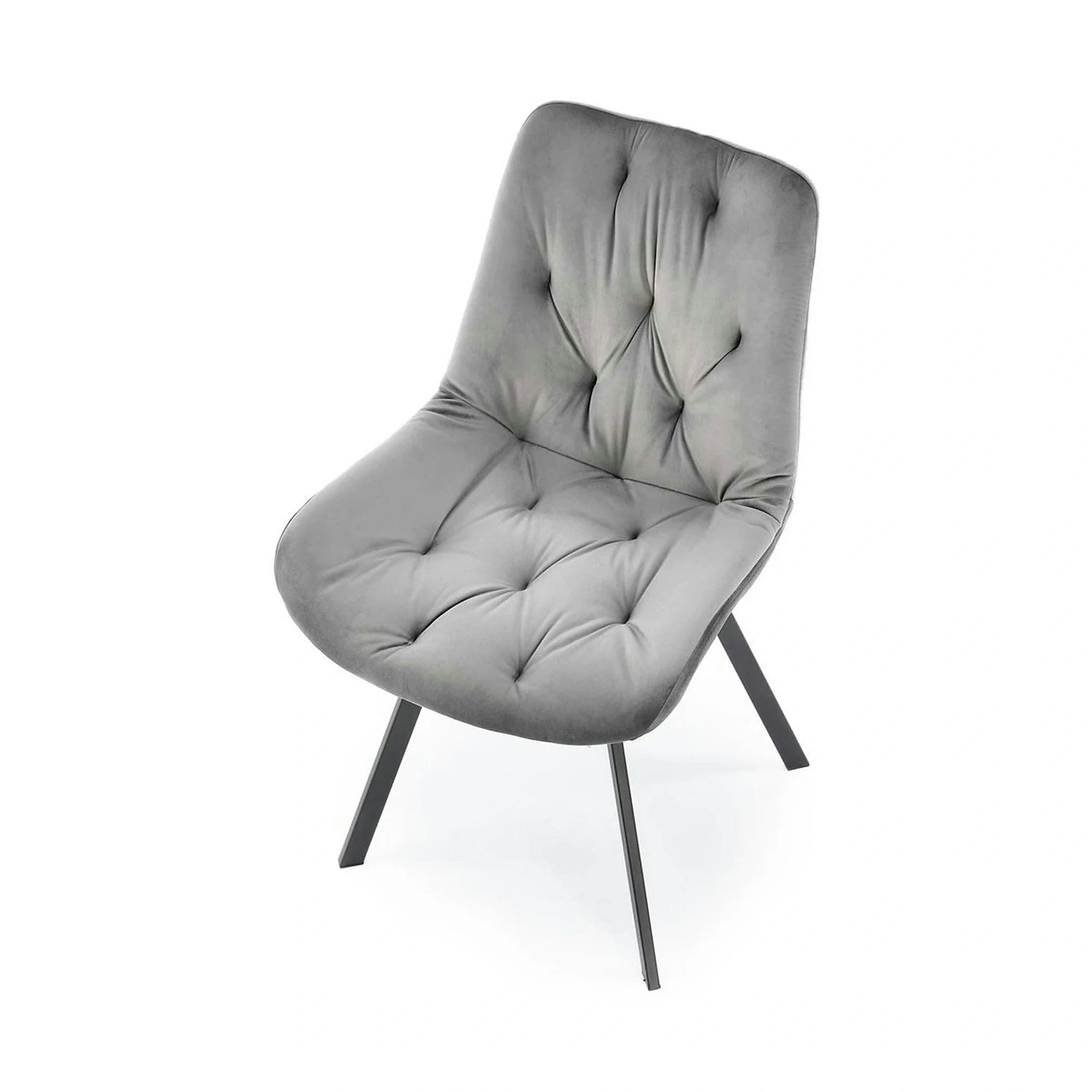 Scaun pivotant K519, gri, stofa catifelata/metal, 54x63x86 cm