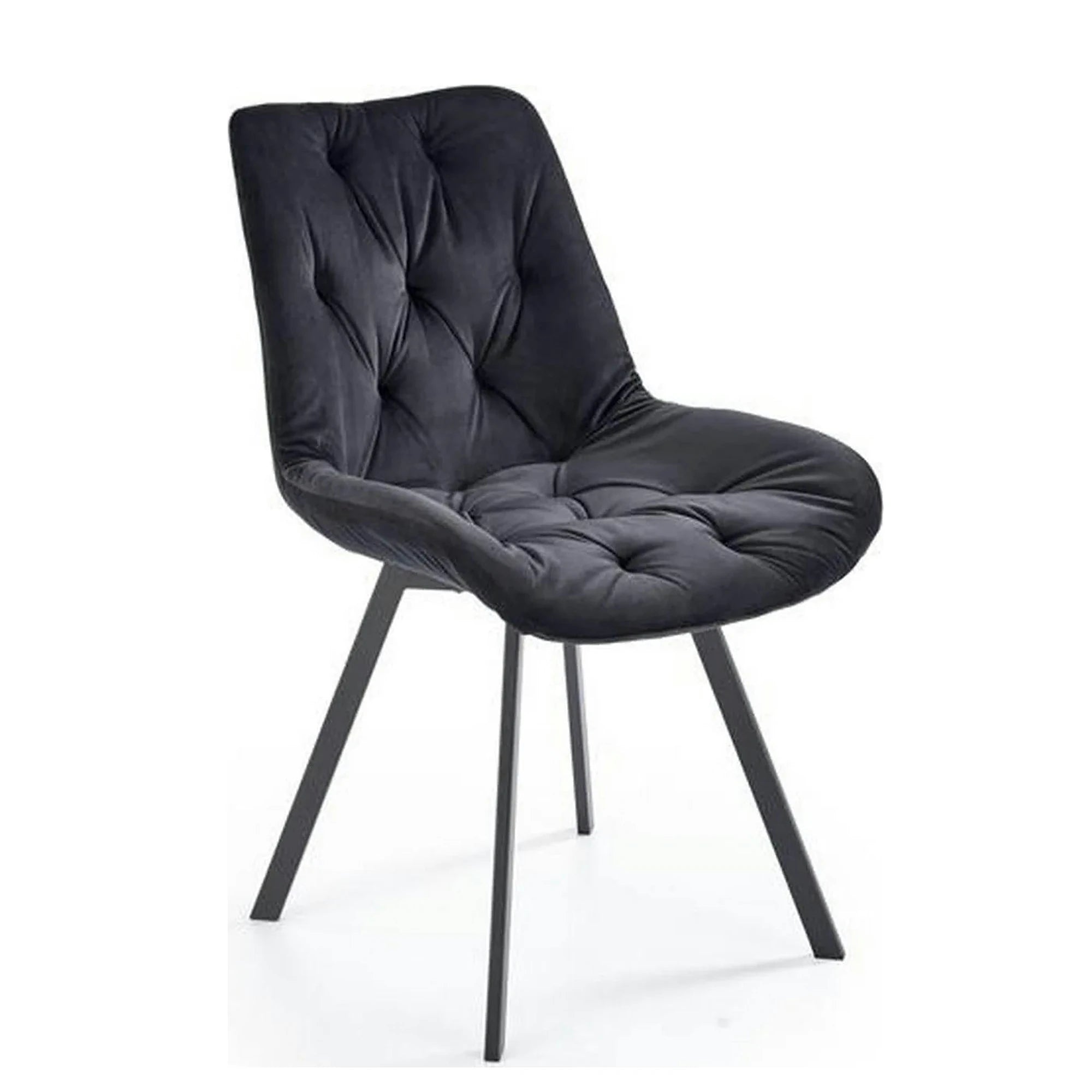 Scaun pivotant K519, negru, stofa catifelata/metal, 54x63x86 cm