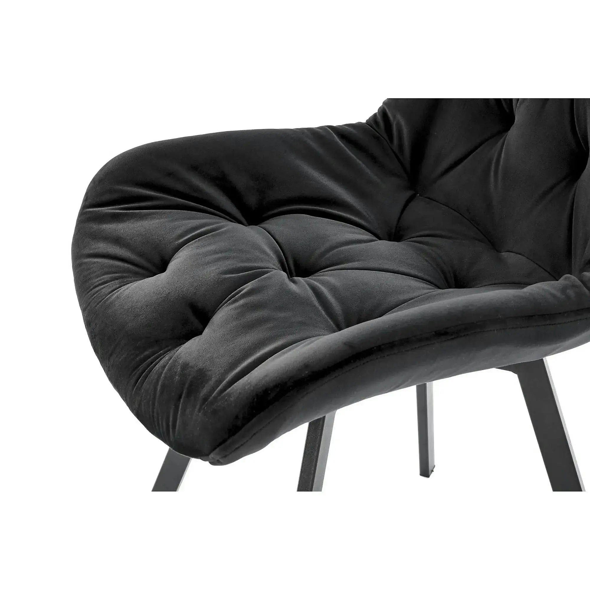 Scaun pivotant K519, negru, stofa catifelata/metal, 54x63x86 cm