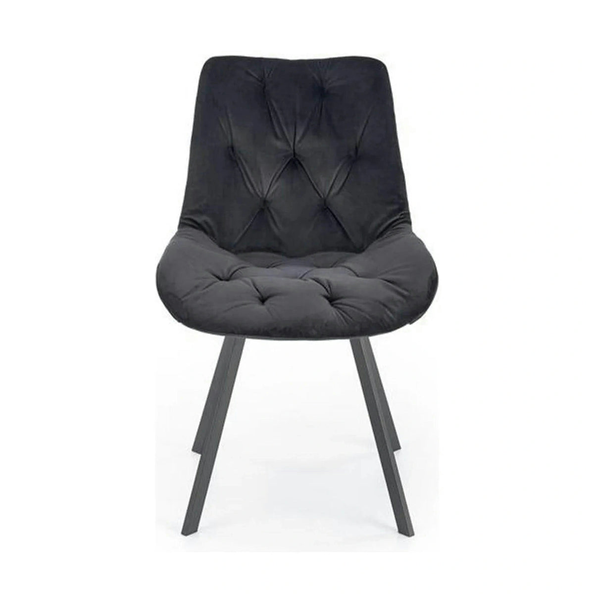 Scaun pivotant K519, negru, stofa catifelata/metal, 54x63x86 cm