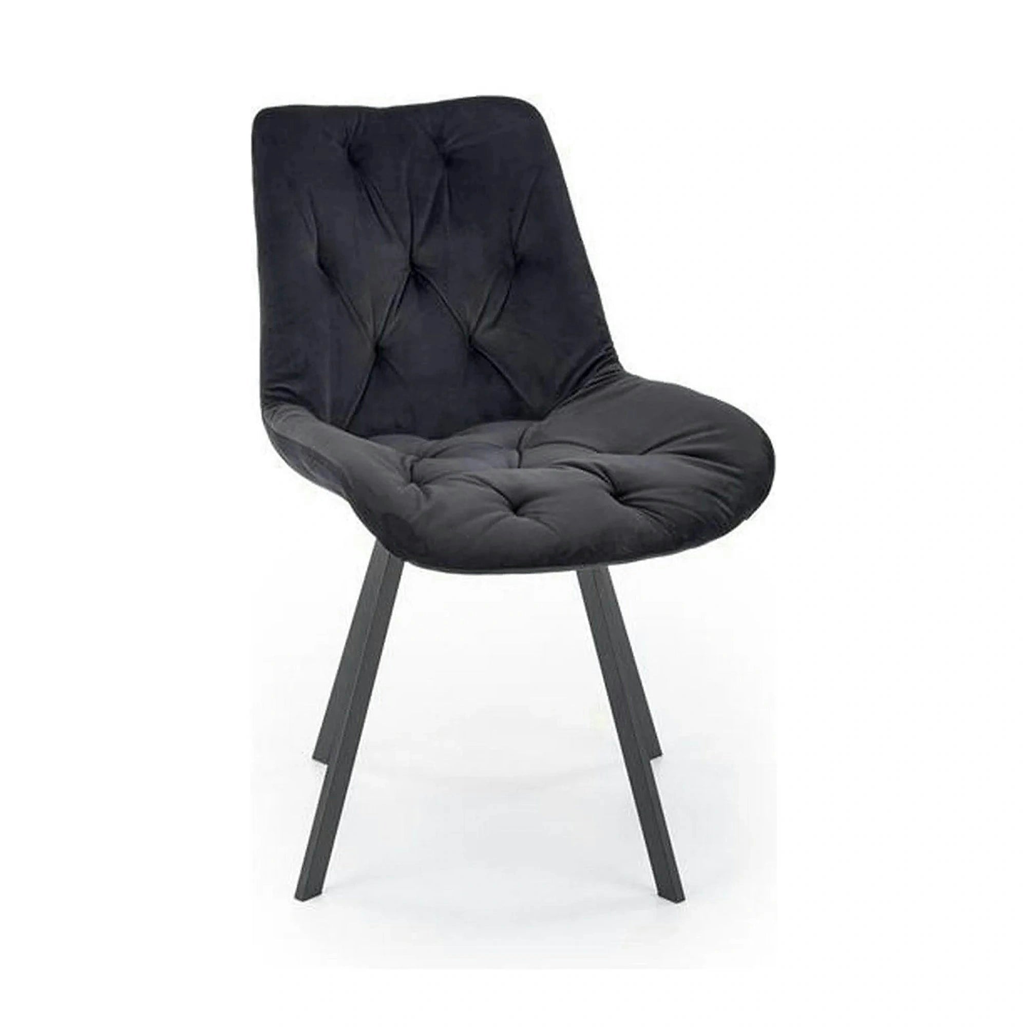 Scaun pivotant K519, negru, stofa catifelata/metal, 54x63x86 cm