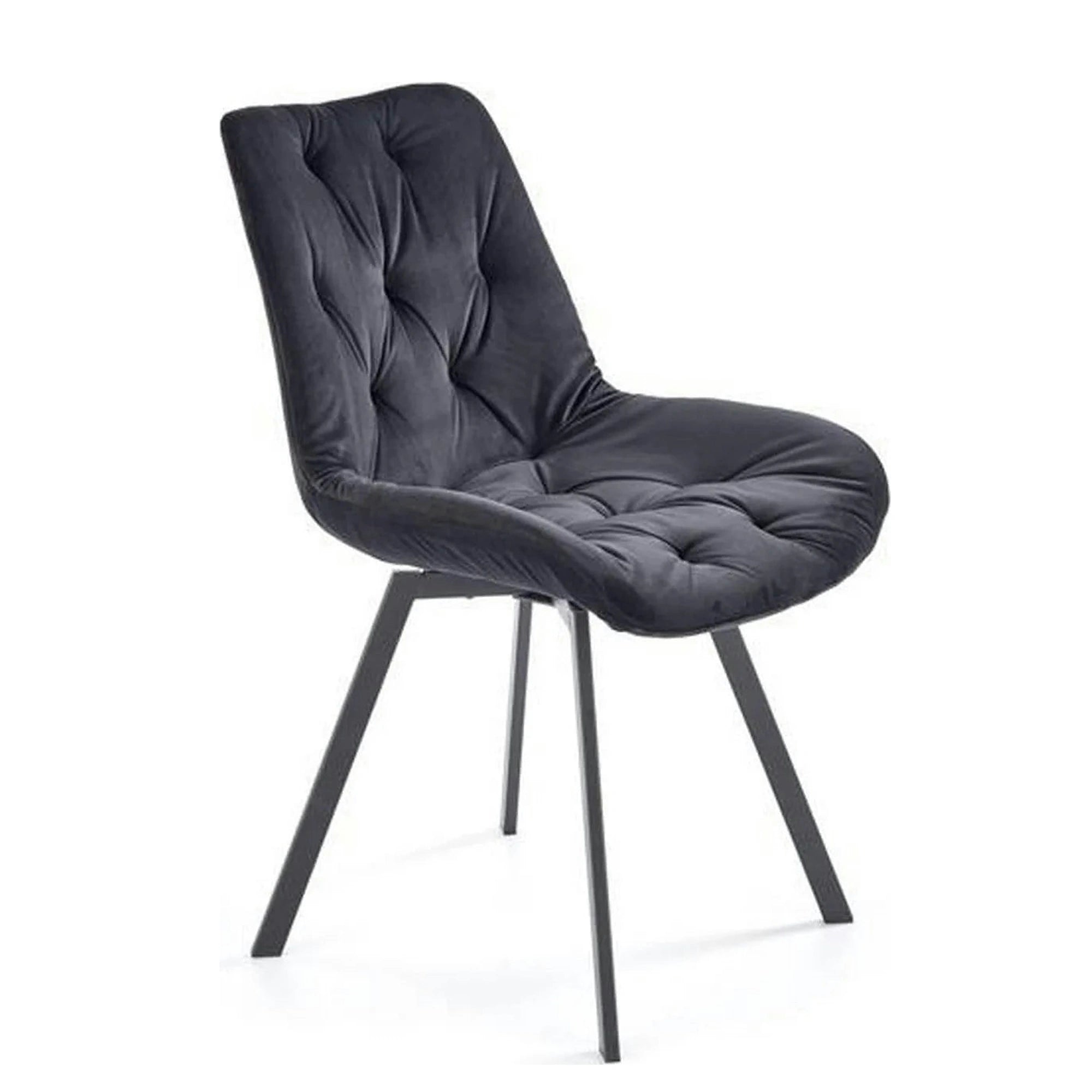 Scaun pivotant K519, negru, stofa catifelata/metal, 54x63x86 cm