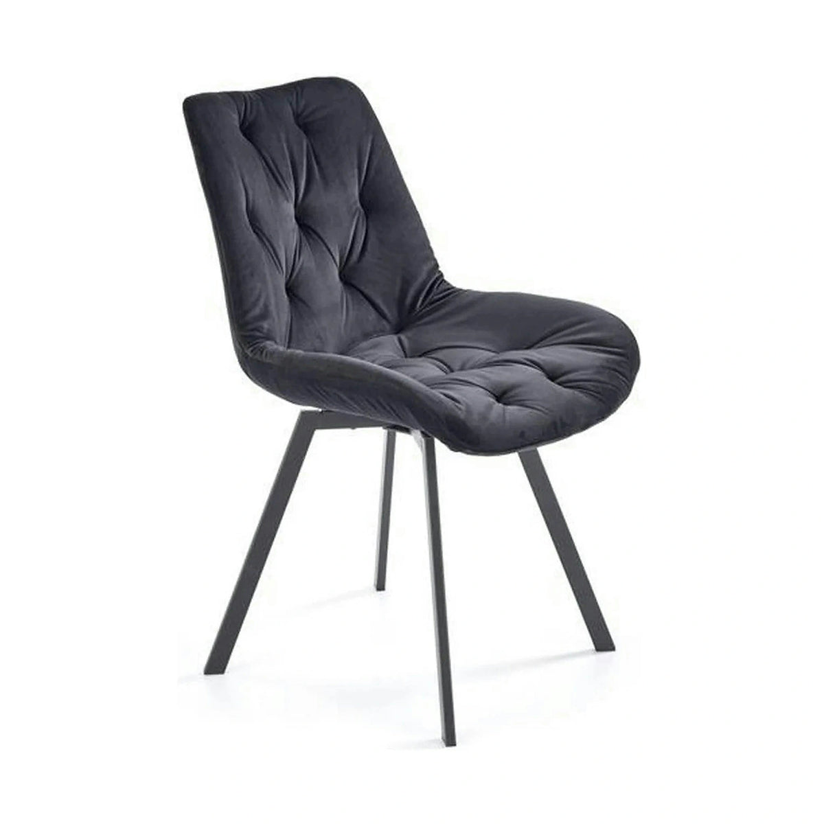 Scaun pivotant K519, negru, stofa catifelata/metal, 54x63x86 cm