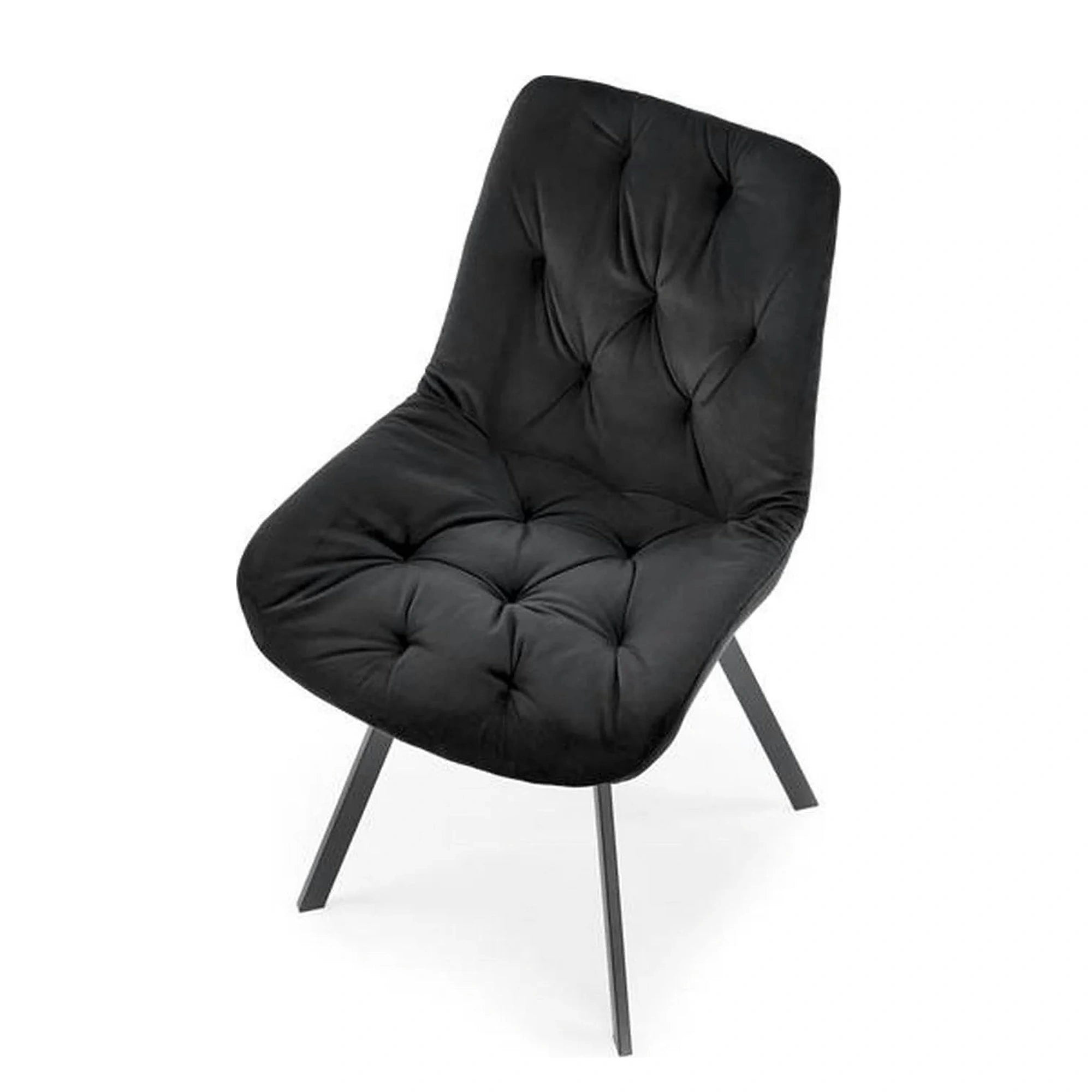 Scaun pivotant K519, negru, stofa catifelata/metal, 54x63x86 cm