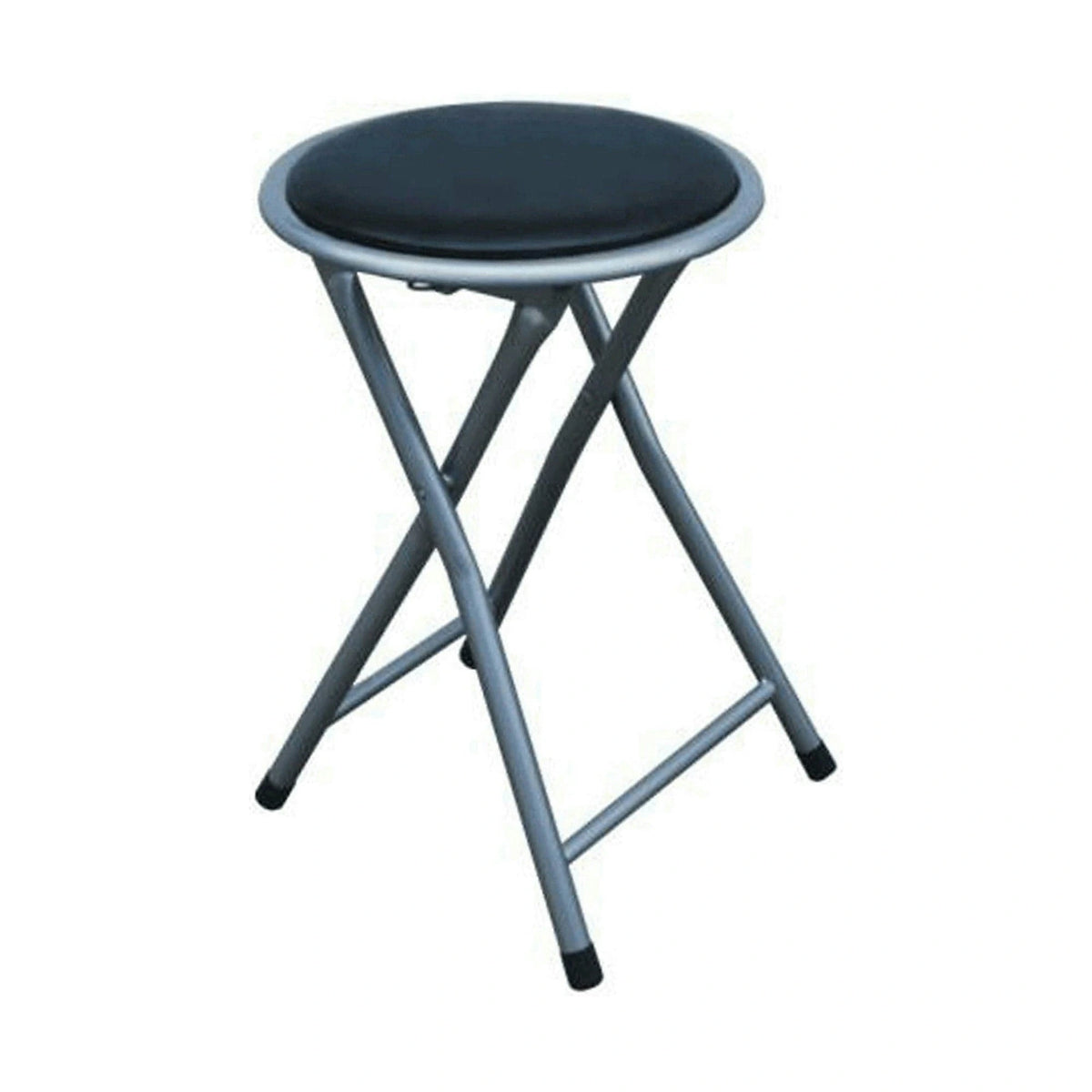 Scaun pliabil IRMA, negru/argintiu, metal/piele ecologica, 30x45 cm