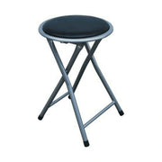 Scaun pliabil IRMA, negru/argintiu, metal/piele ecologica, 30x45 cm