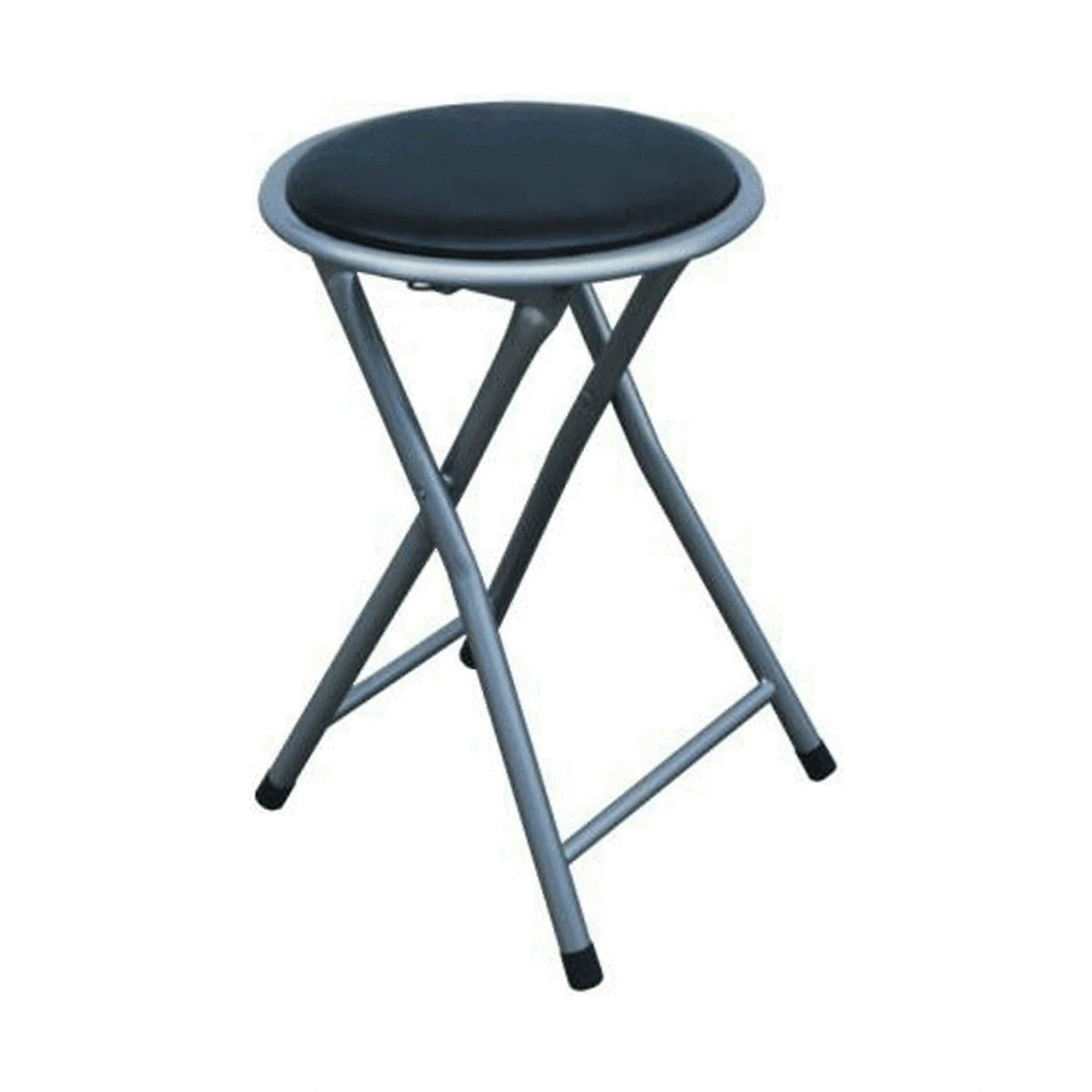 Scaun pliabil IRMA, negru/argintiu, metal/piele ecologica, 30x45 cm
