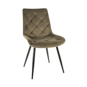 Scaun RALPH, verde olive/negru, stofa catifelata/metal, 51x42x88 cm